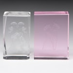 Optical Laser Etched Kissing Couples Crystal Paperweights