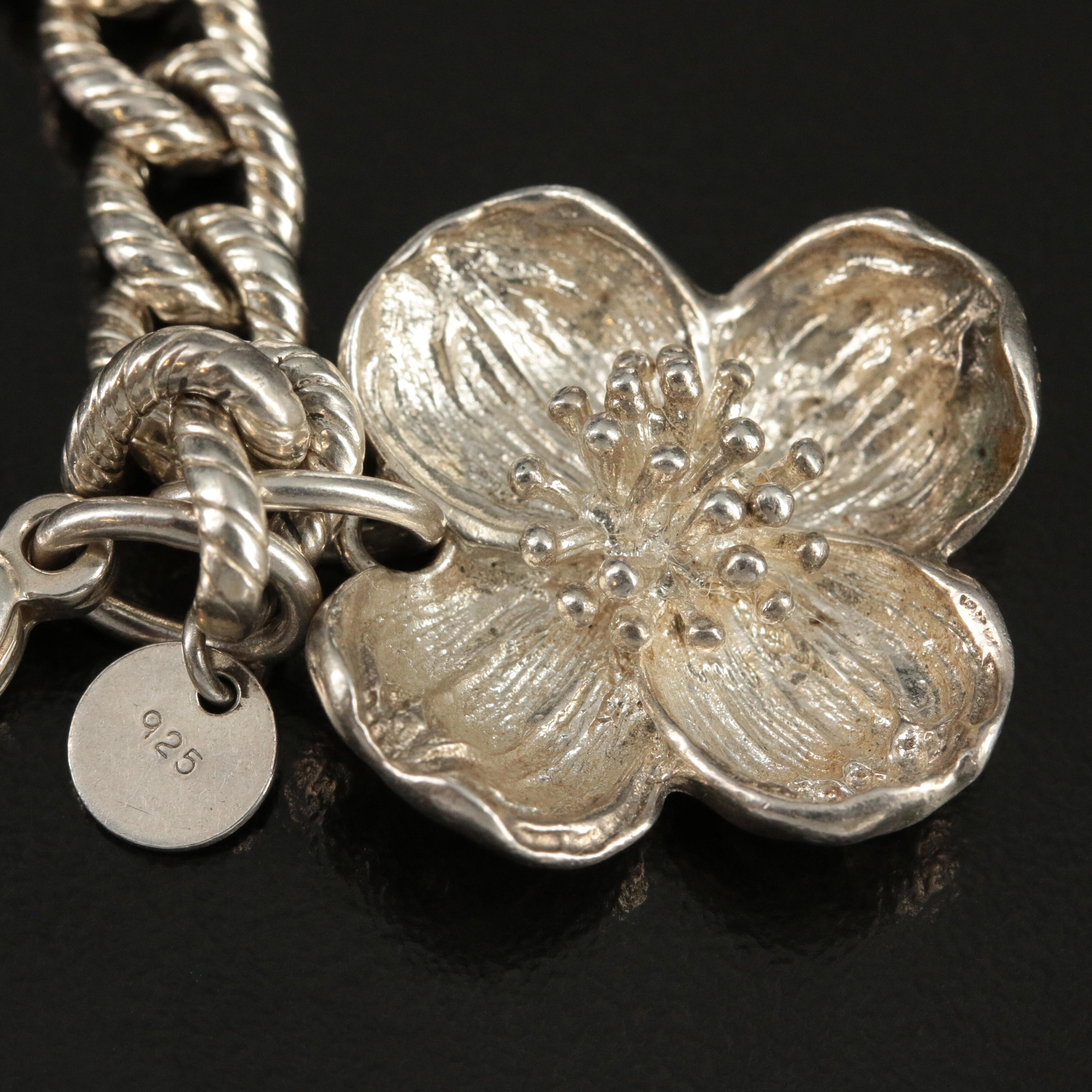 Tiffany & Co. Sterling Dogwood Blossom Charm Bracelet
