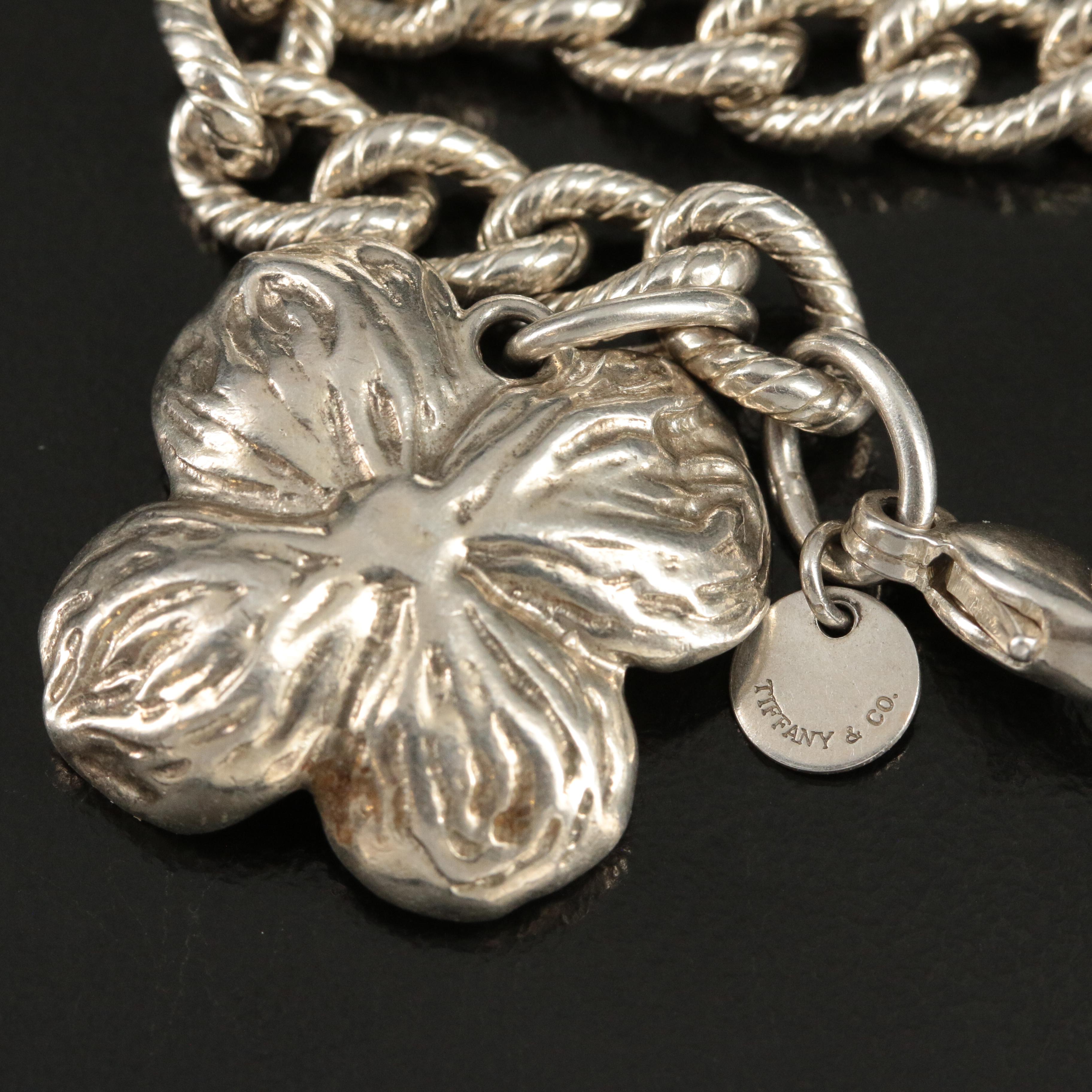 Tiffany & Co. Sterling Dogwood Blossom Charm Bracelet