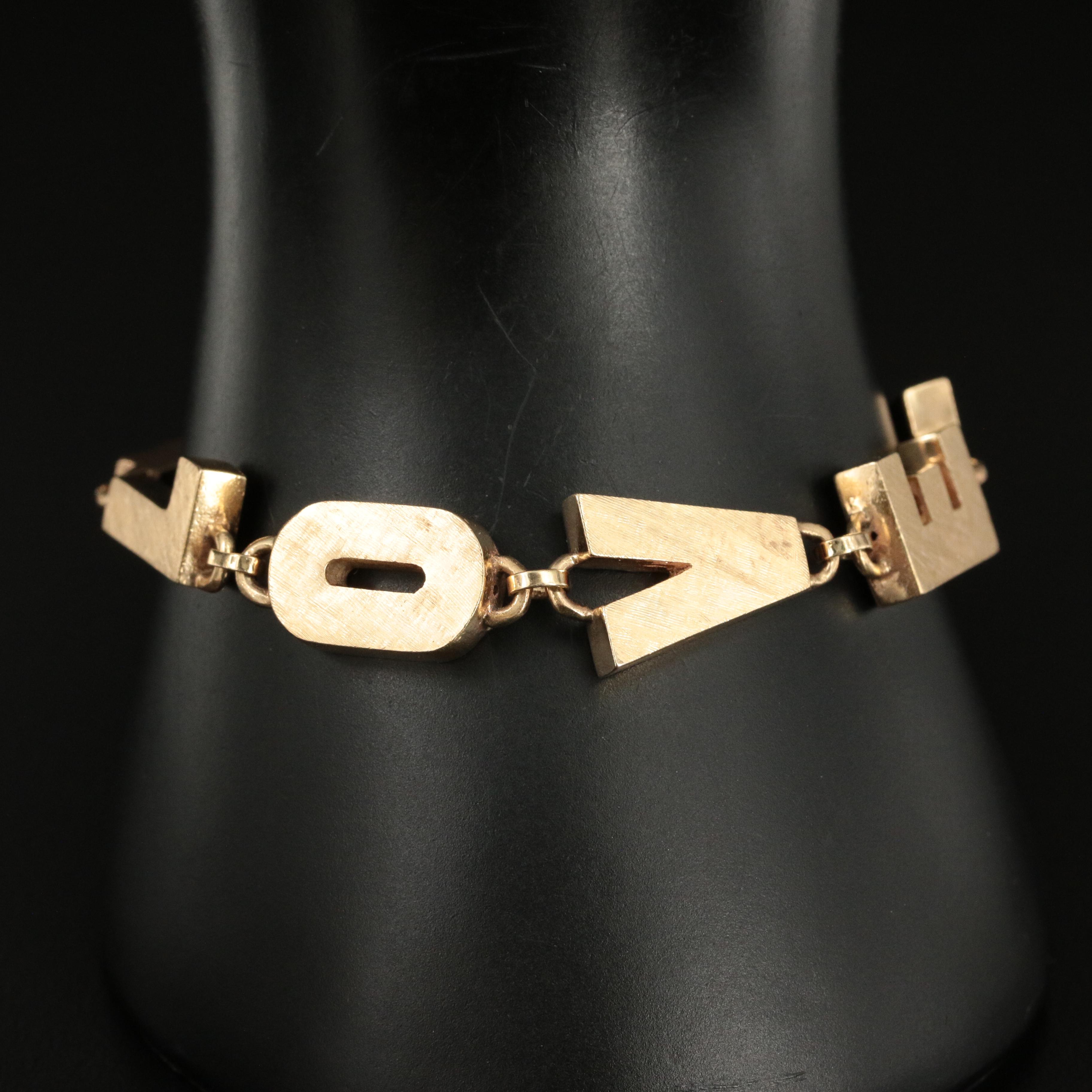 Vintage Lucien Piccard 14K "I LOVE YOU" Bracelet