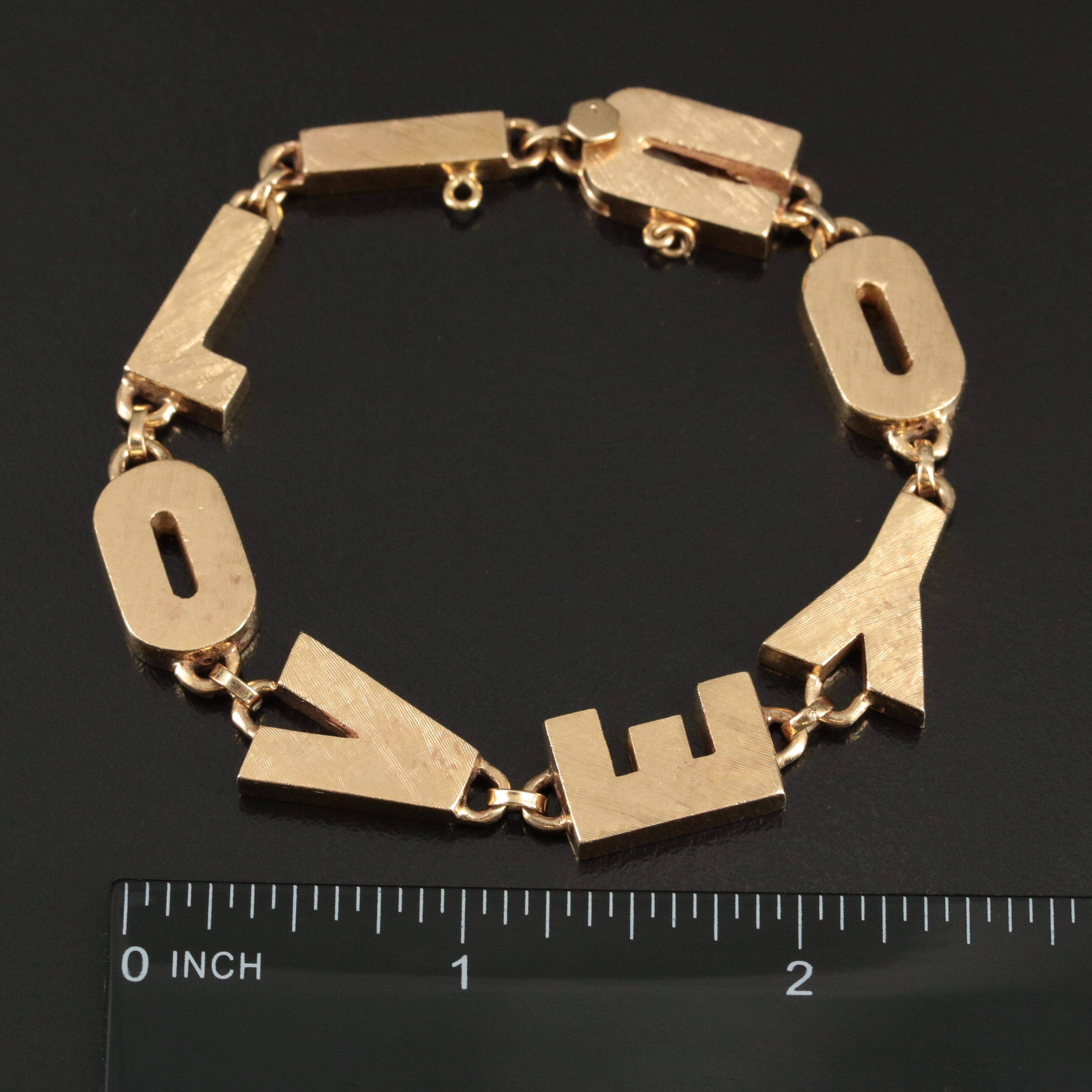 Vintage Lucien Piccard 14K "I LOVE YOU" Bracelet