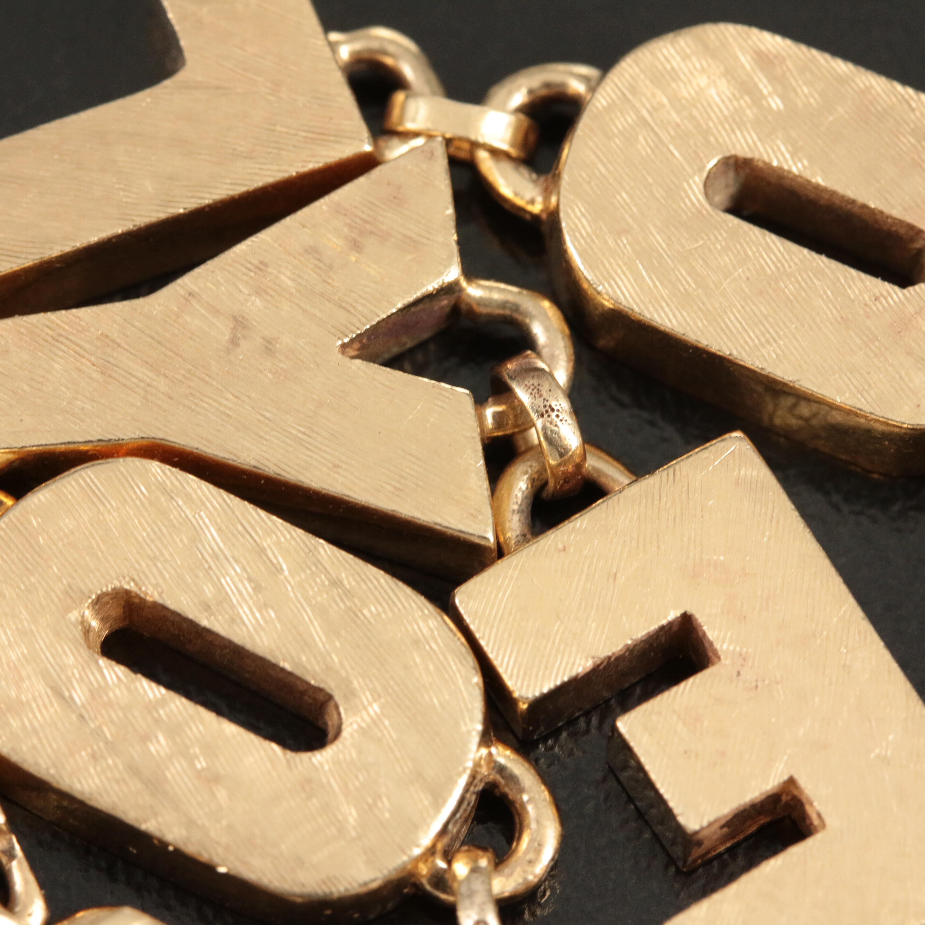 Vintage Lucien Piccard 14K "I LOVE YOU" Bracelet