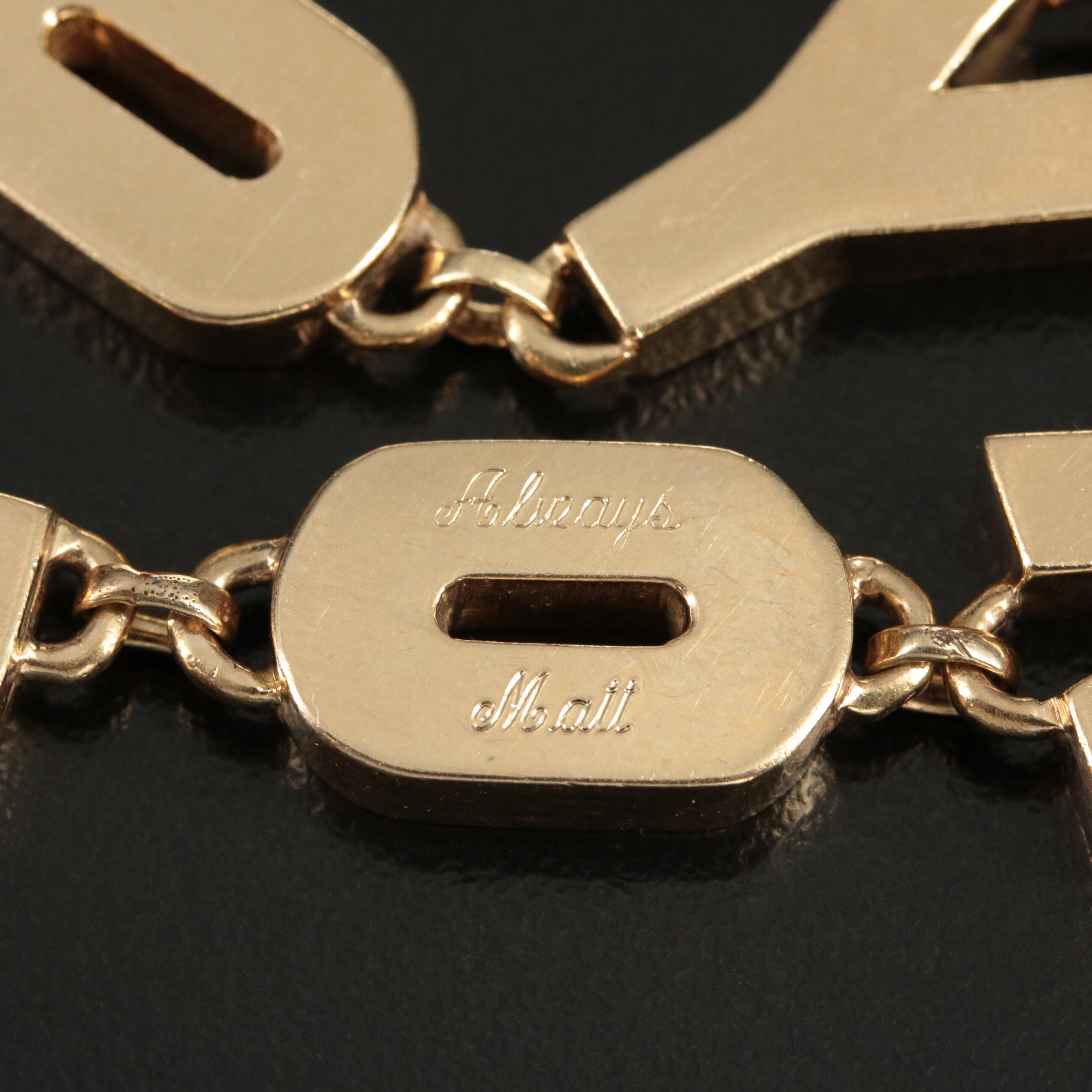Vintage Lucien Piccard 14K "I LOVE YOU" Bracelet