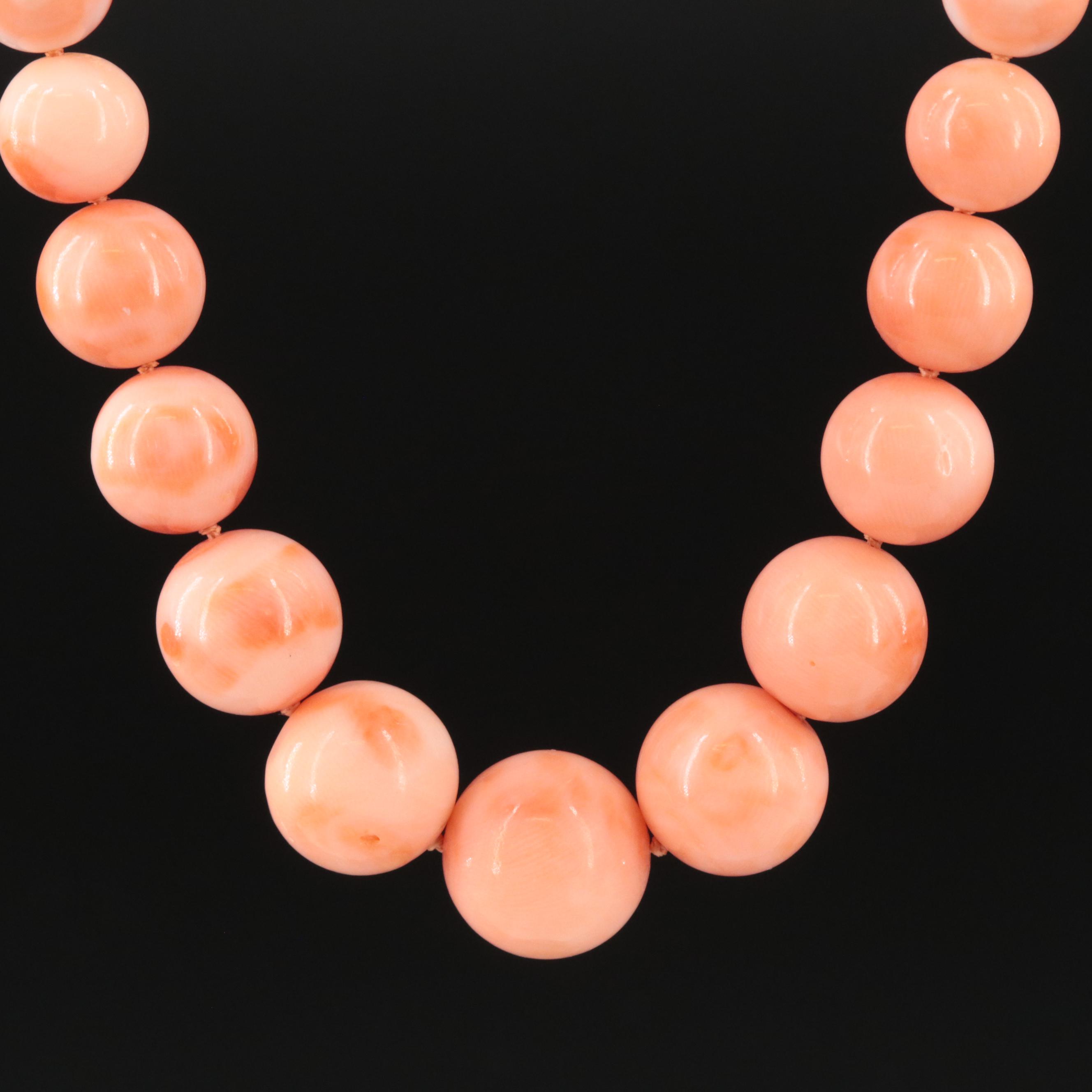 Graduated Coral Necklace with 14K Clasp