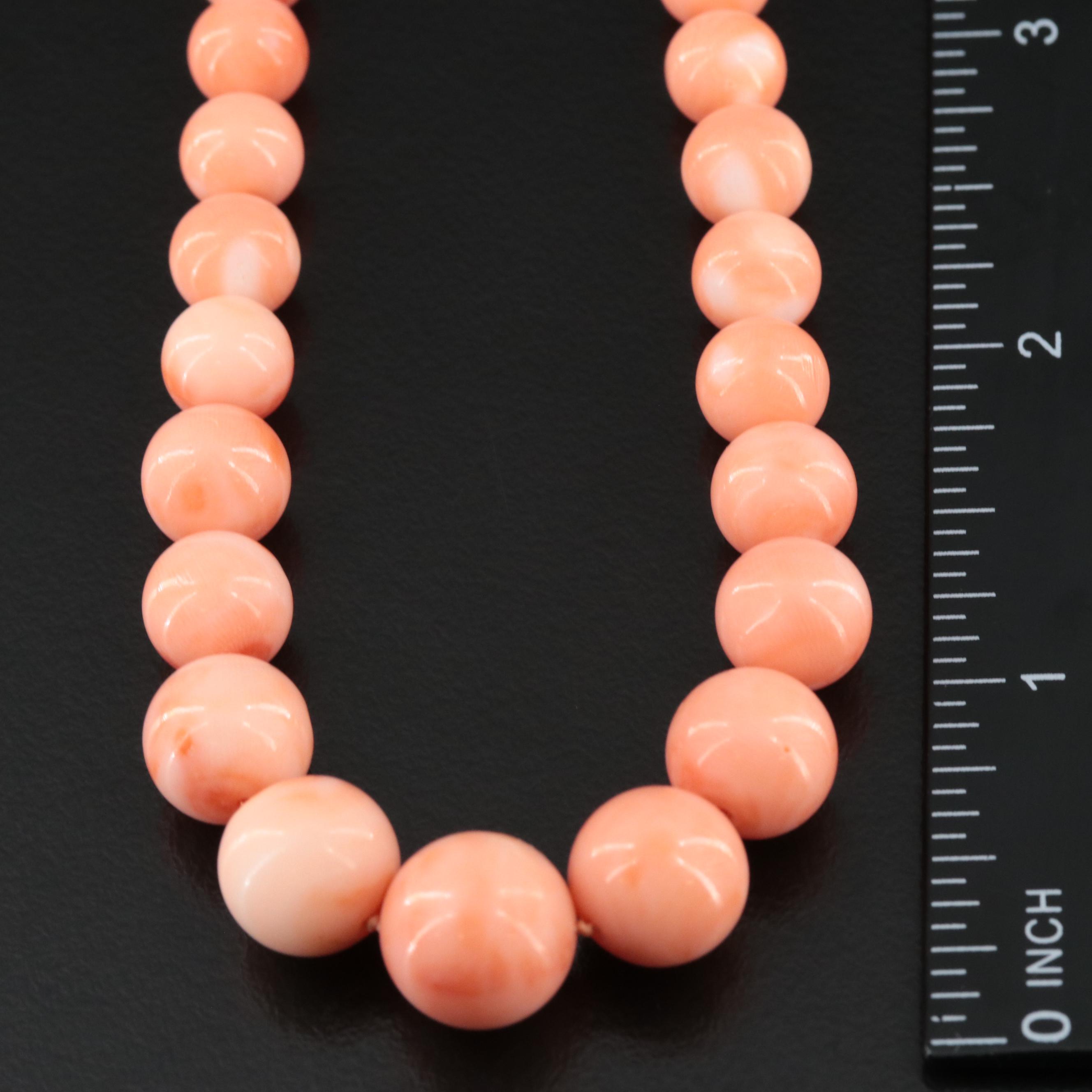 Graduated Coral Necklace with 14K Clasp