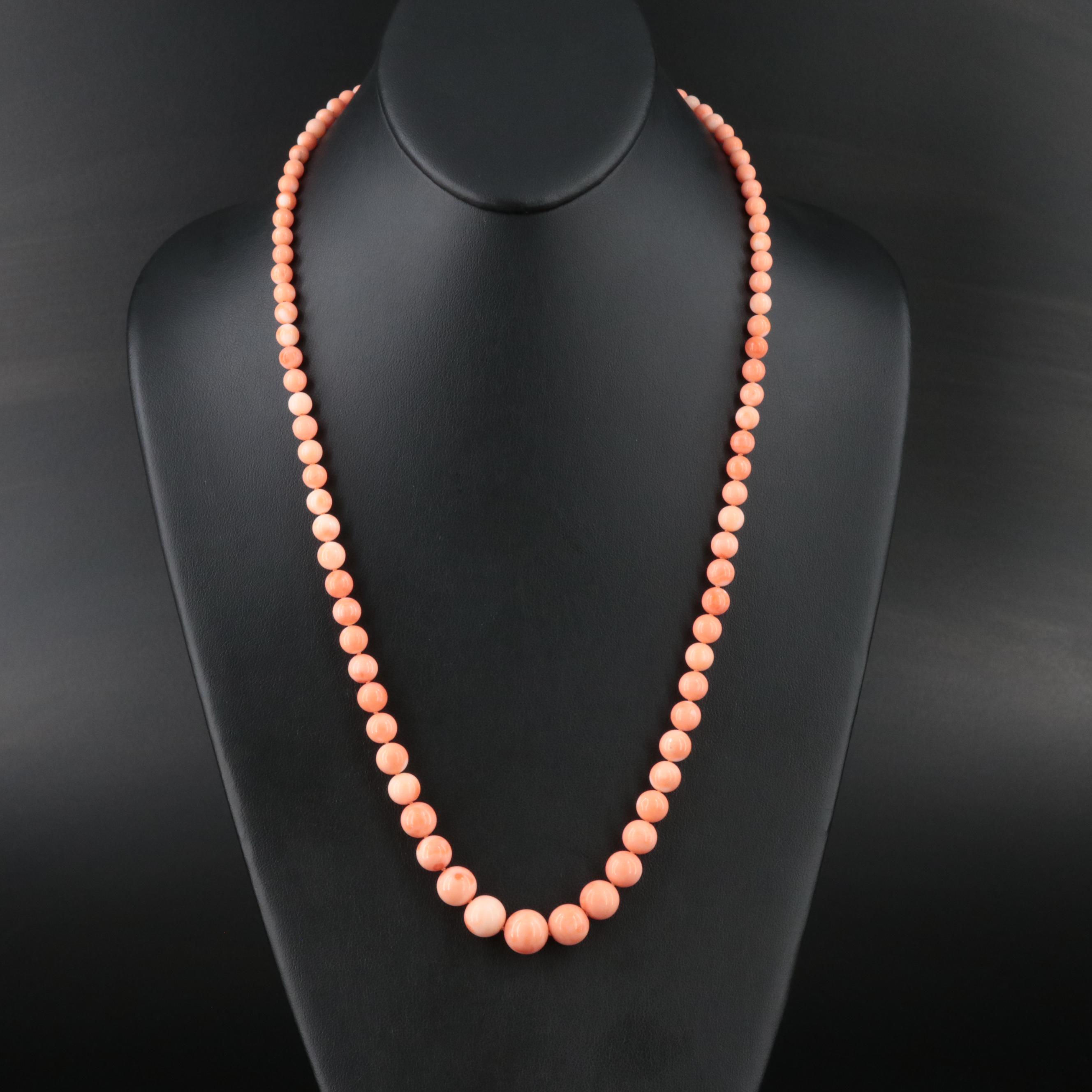 Graduated Coral Necklace with 14K Clasp