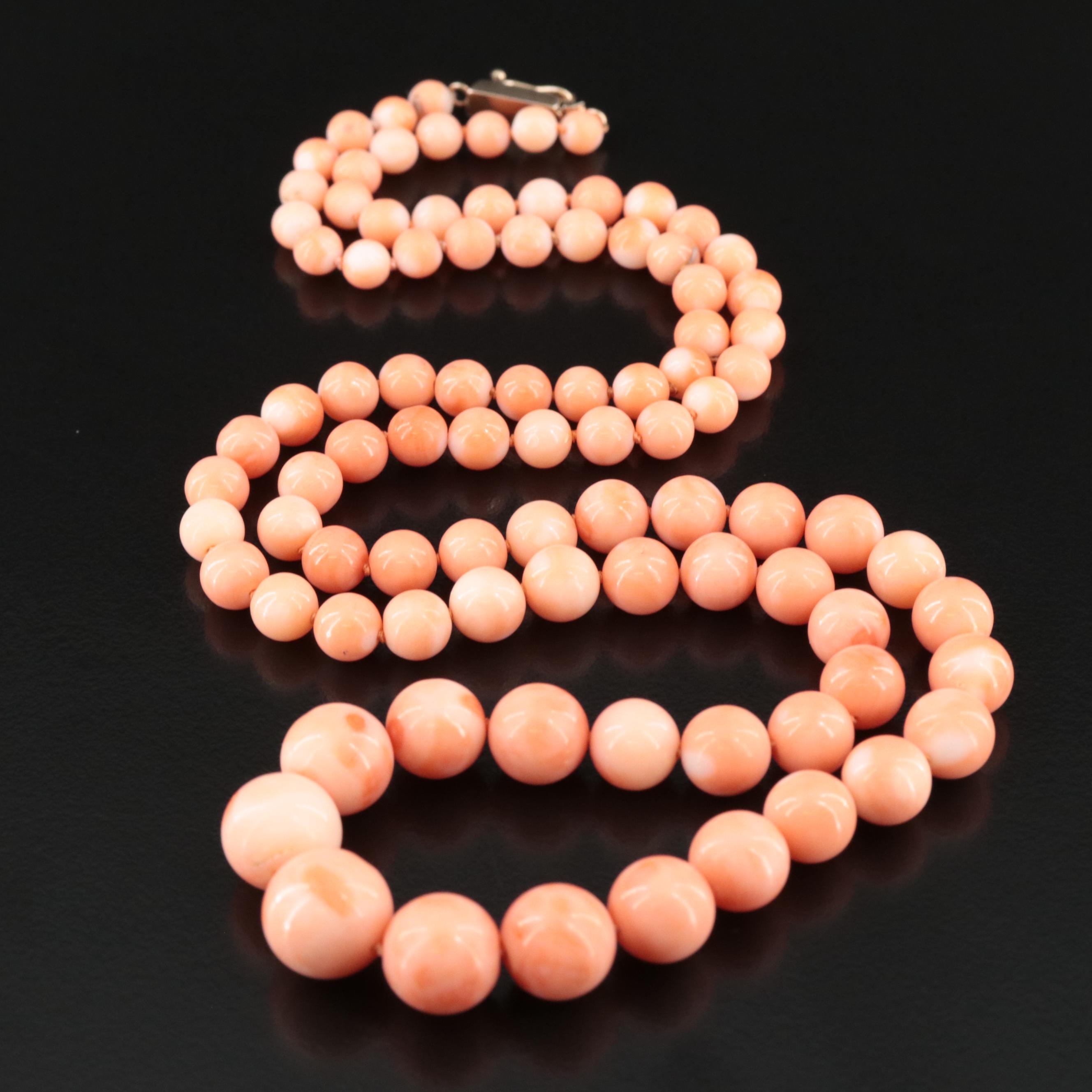 Graduated Coral Necklace with 14K Clasp