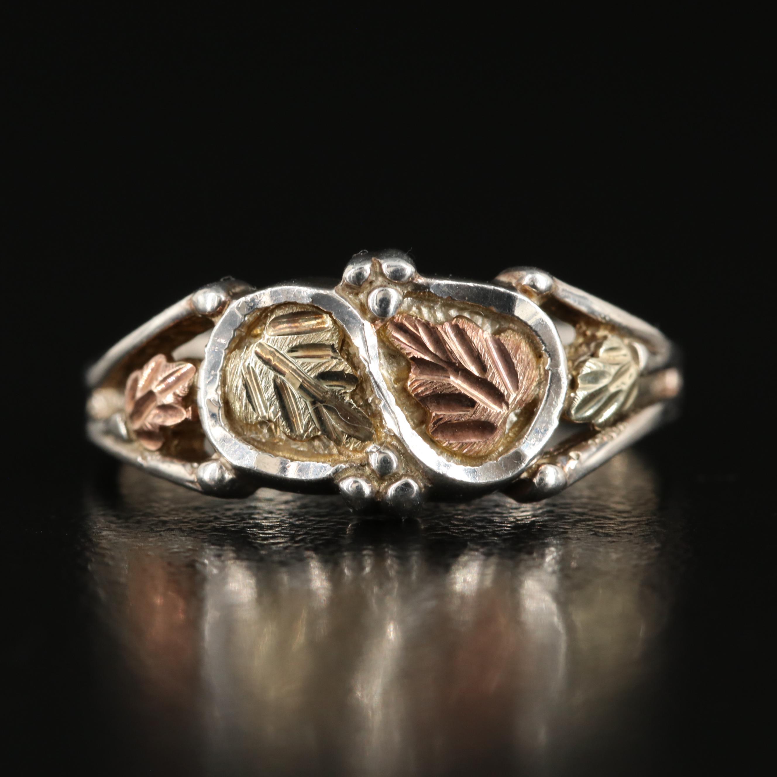 Sterling Ring with 12K Rose and Yellow Gold Accents