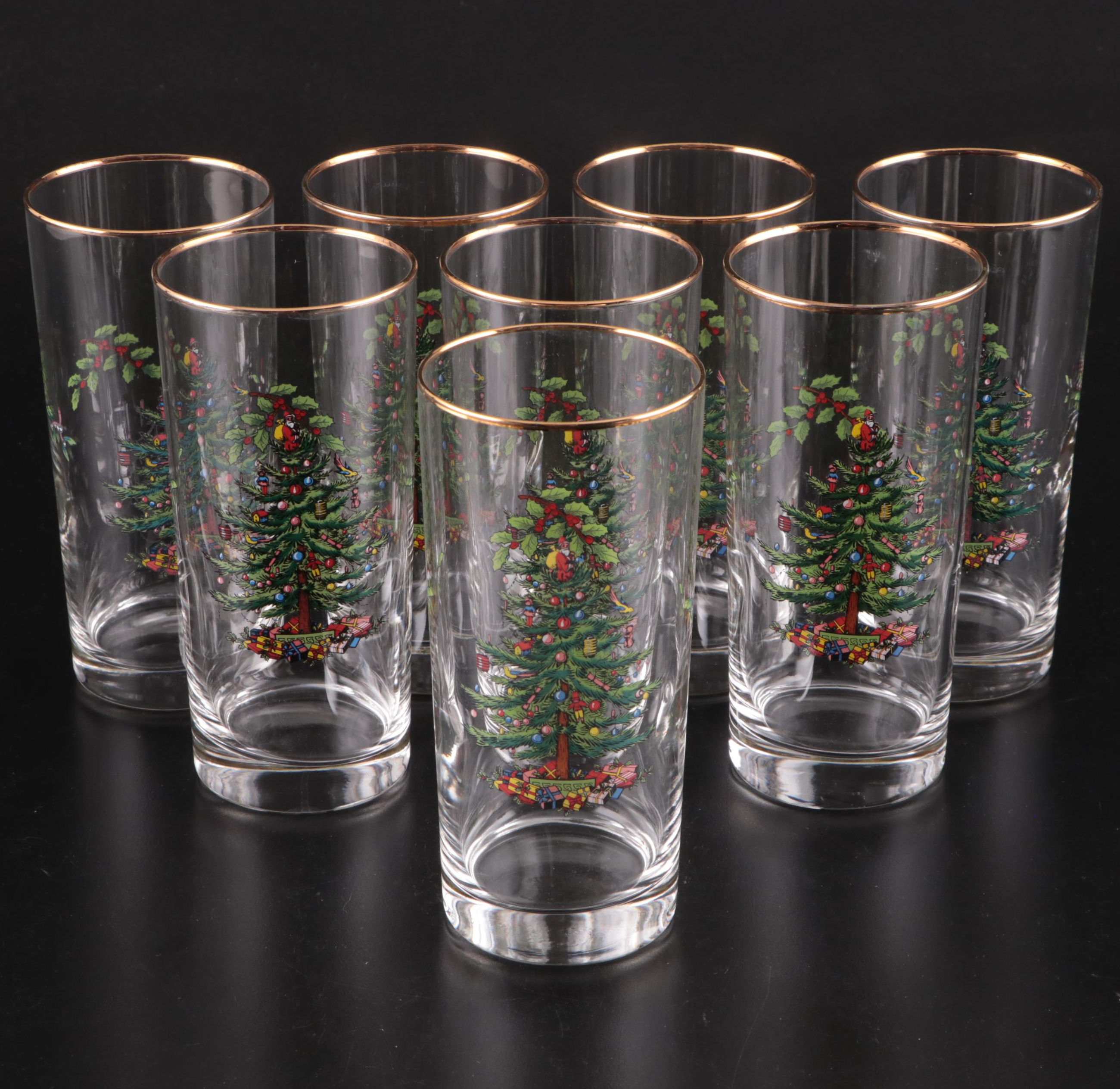 Spode "Christmas Tree" Ceramic and Glass Beverage Service