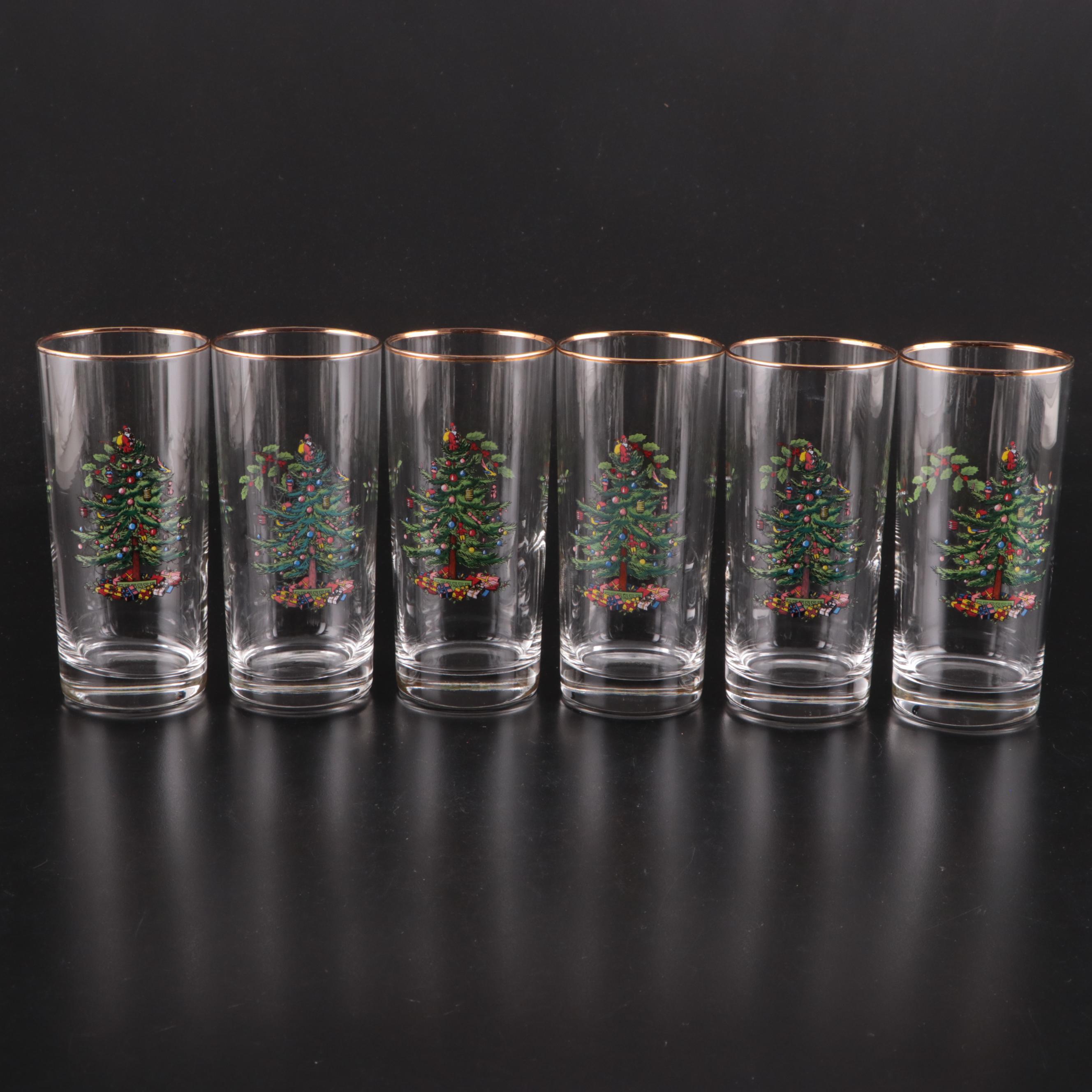 Spode "Christmas Tree" Ceramic and Glass Beverage Service