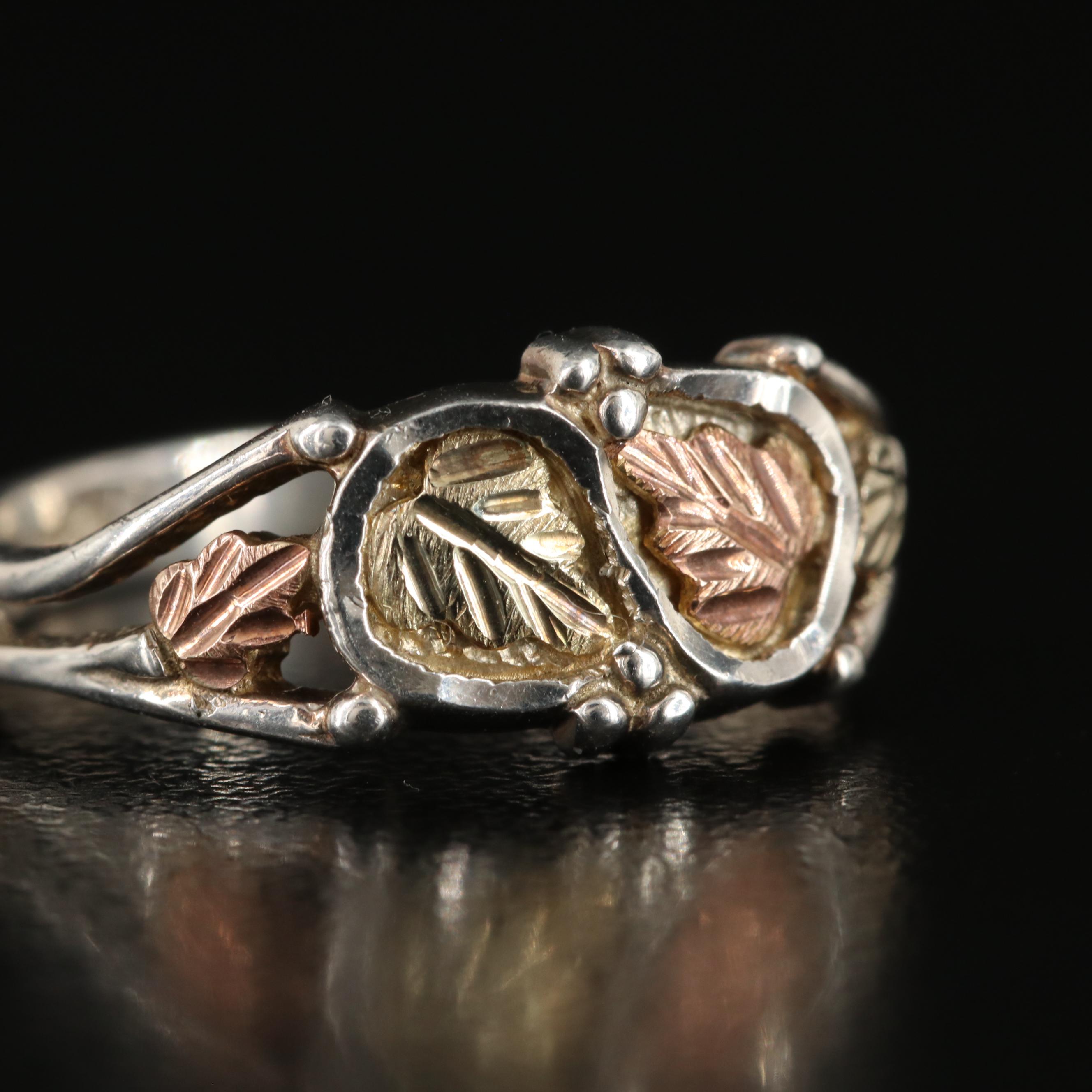 Sterling Ring with 12K Rose and Yellow Gold Accents