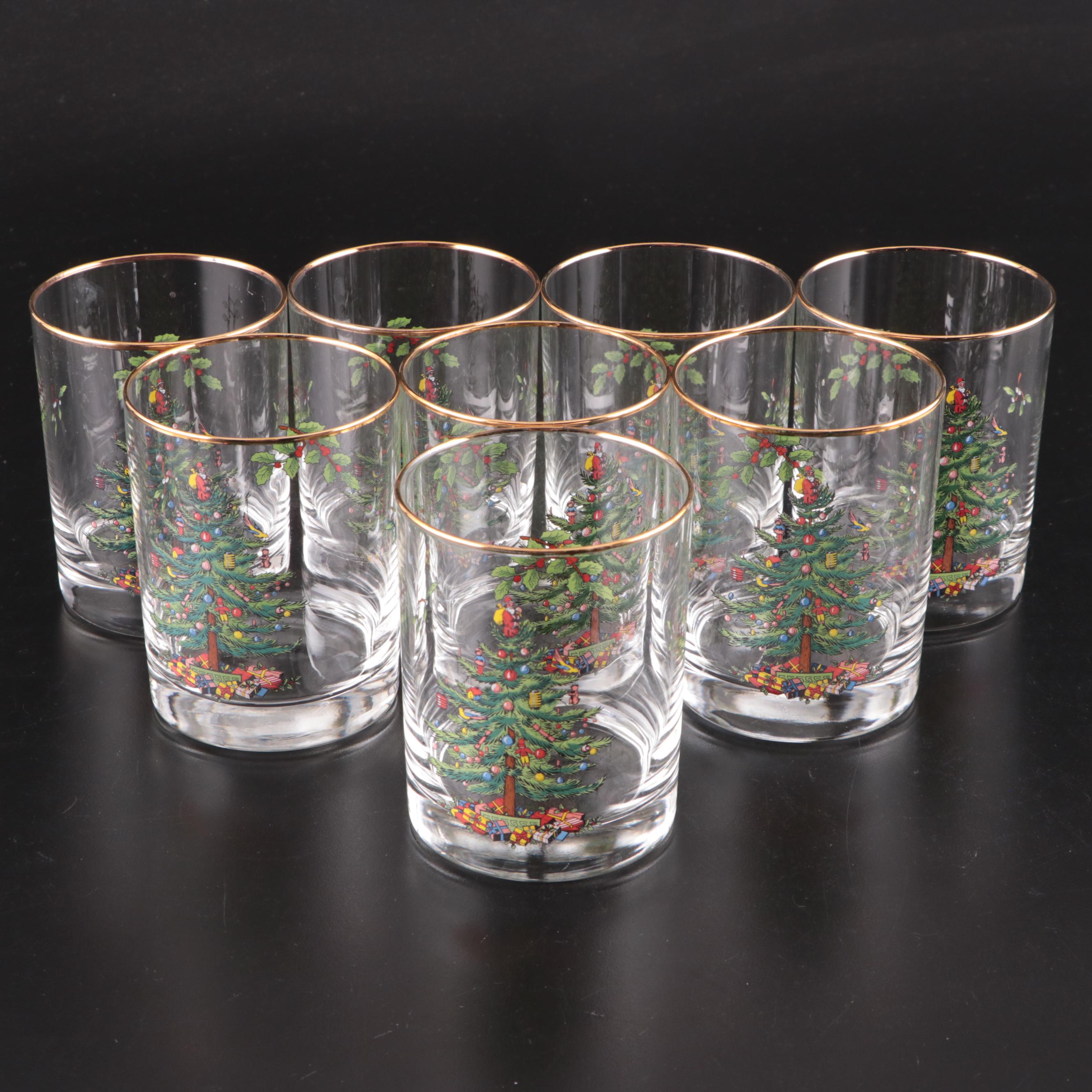 Spode "Christmas Tree" Ceramic and Glass Beverage Service