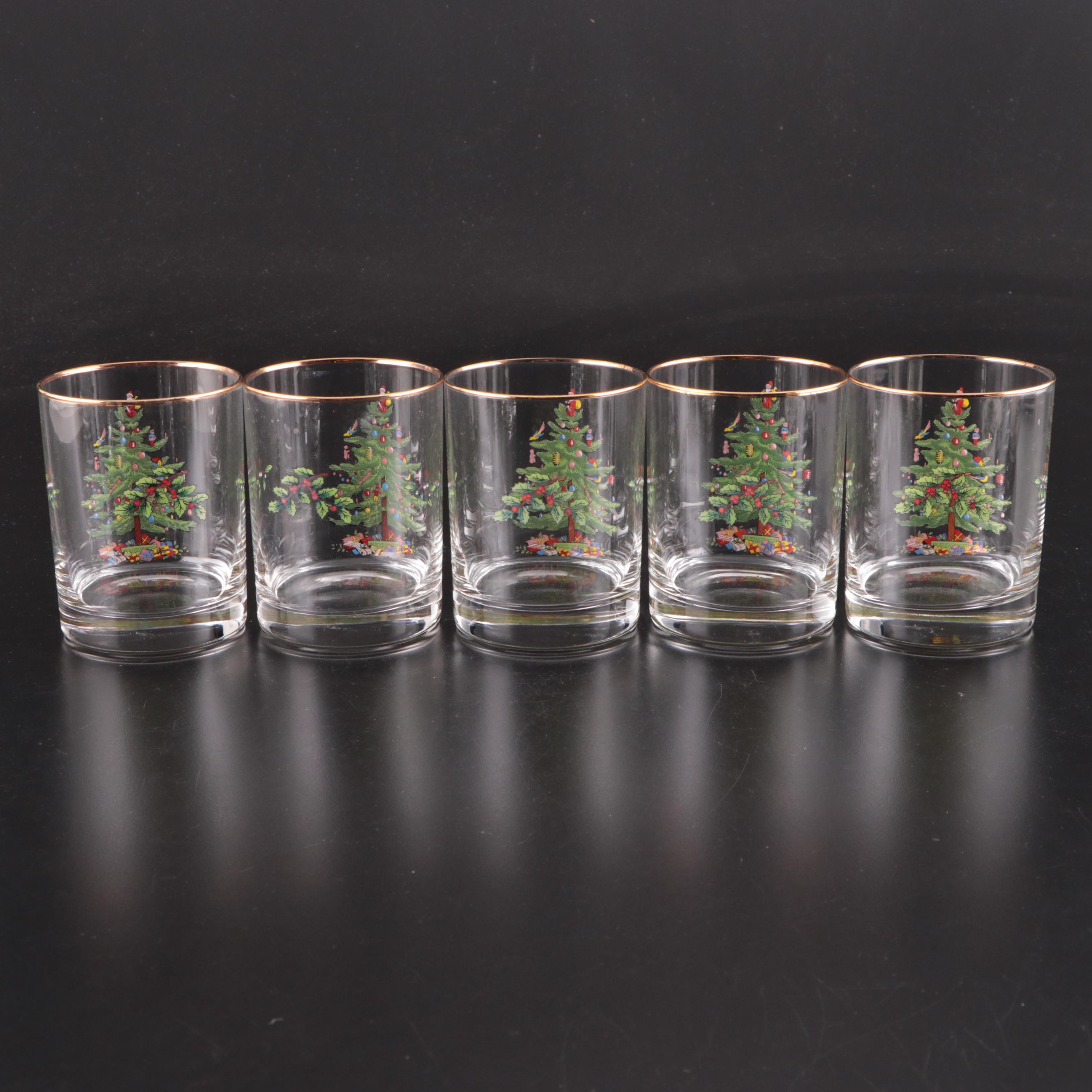 Spode "Christmas Tree" Ceramic and Glass Beverage Service