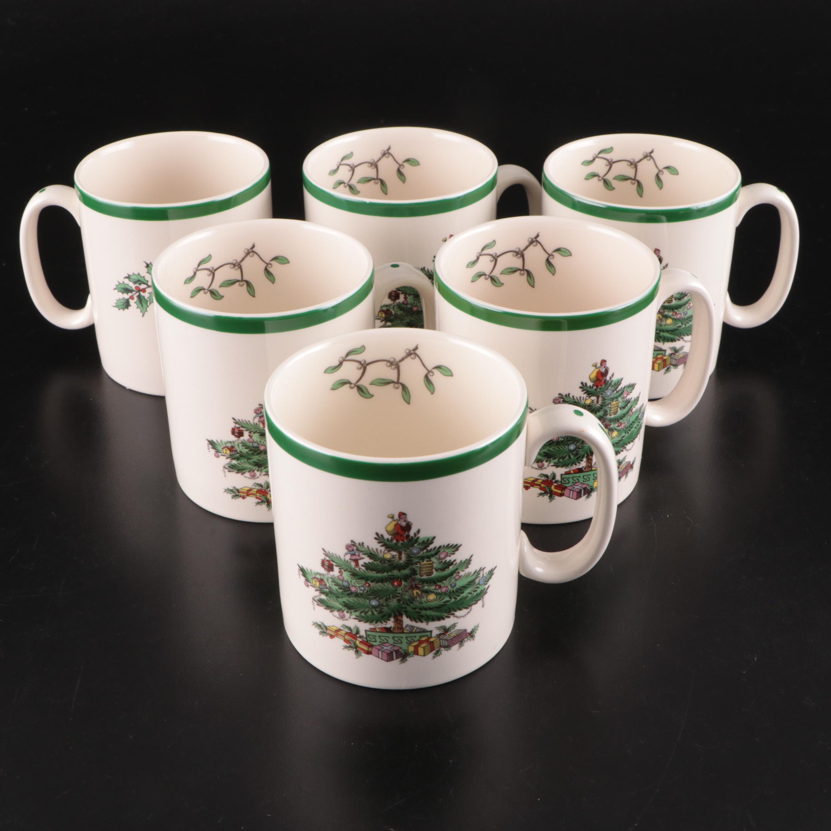 Spode "Christmas Tree" Ceramic and Glass Beverage Service