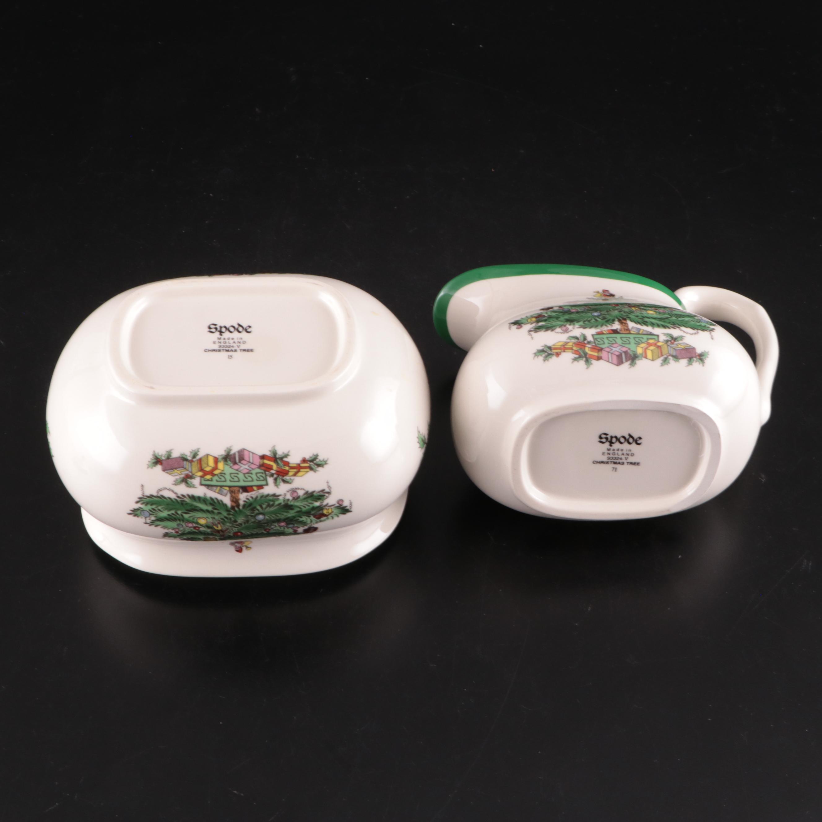 Spode "Christmas Tree" Ceramic and Glass Beverage Service