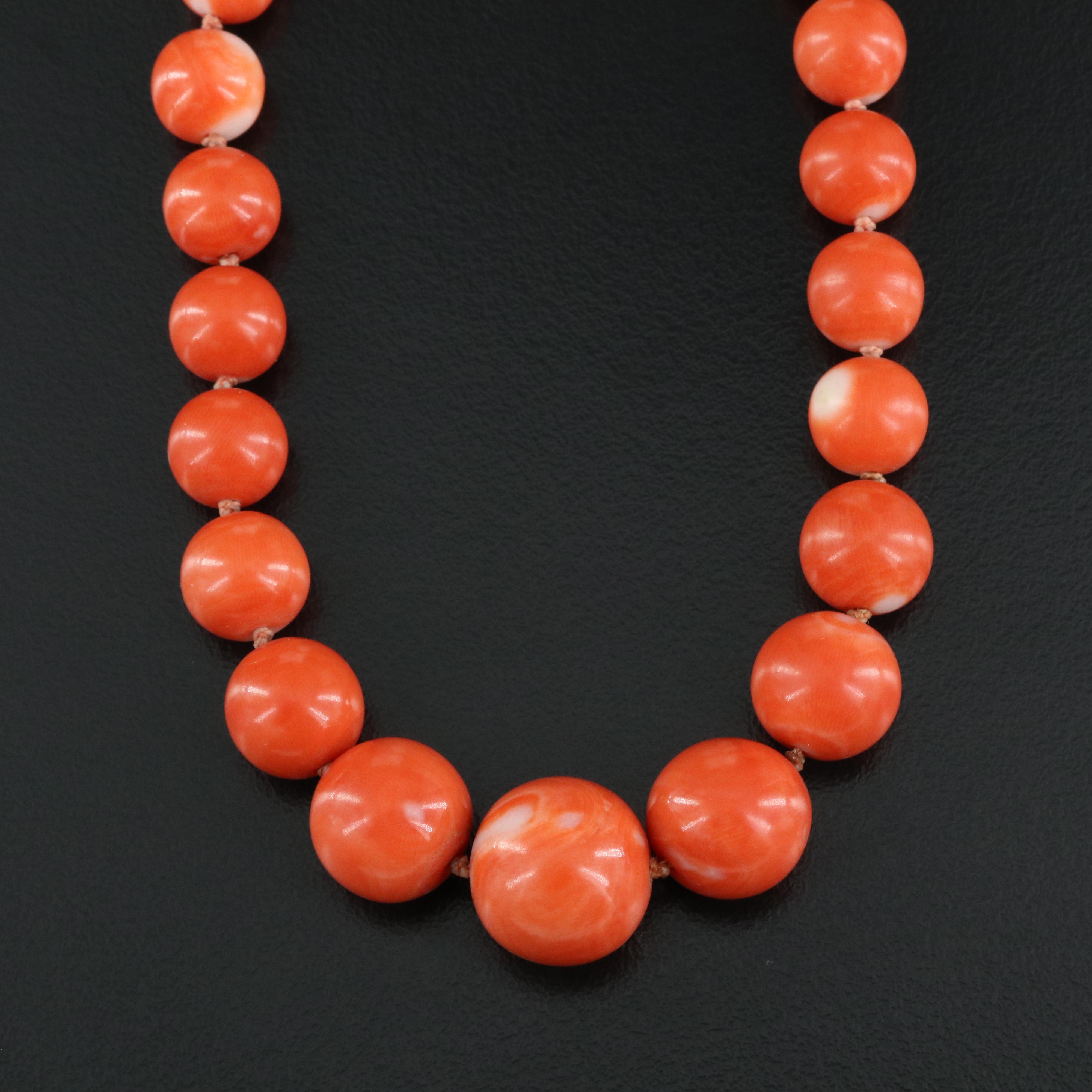 Graduated Coral Necklace with 14K Clasp