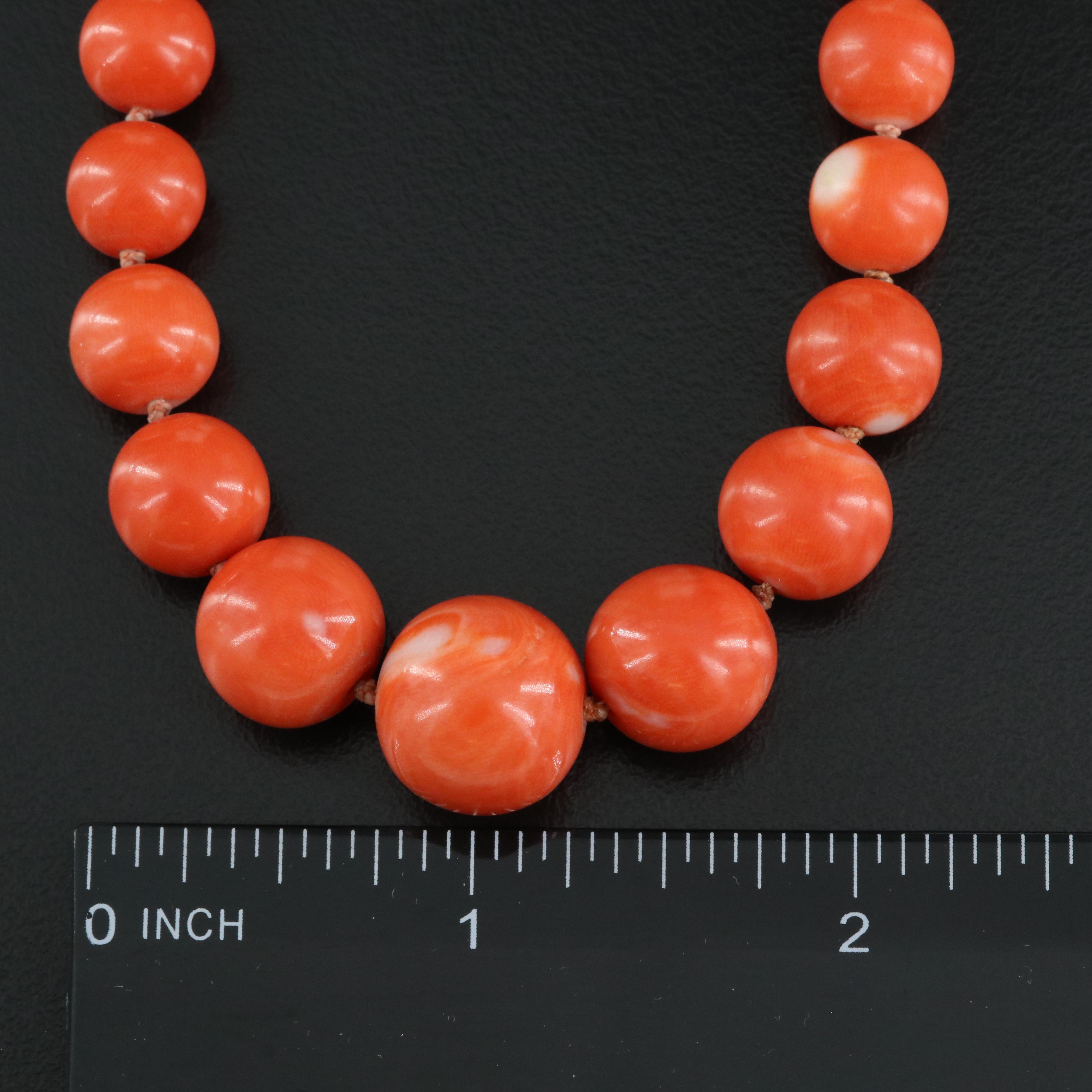 Graduated Coral Necklace with 14K Clasp