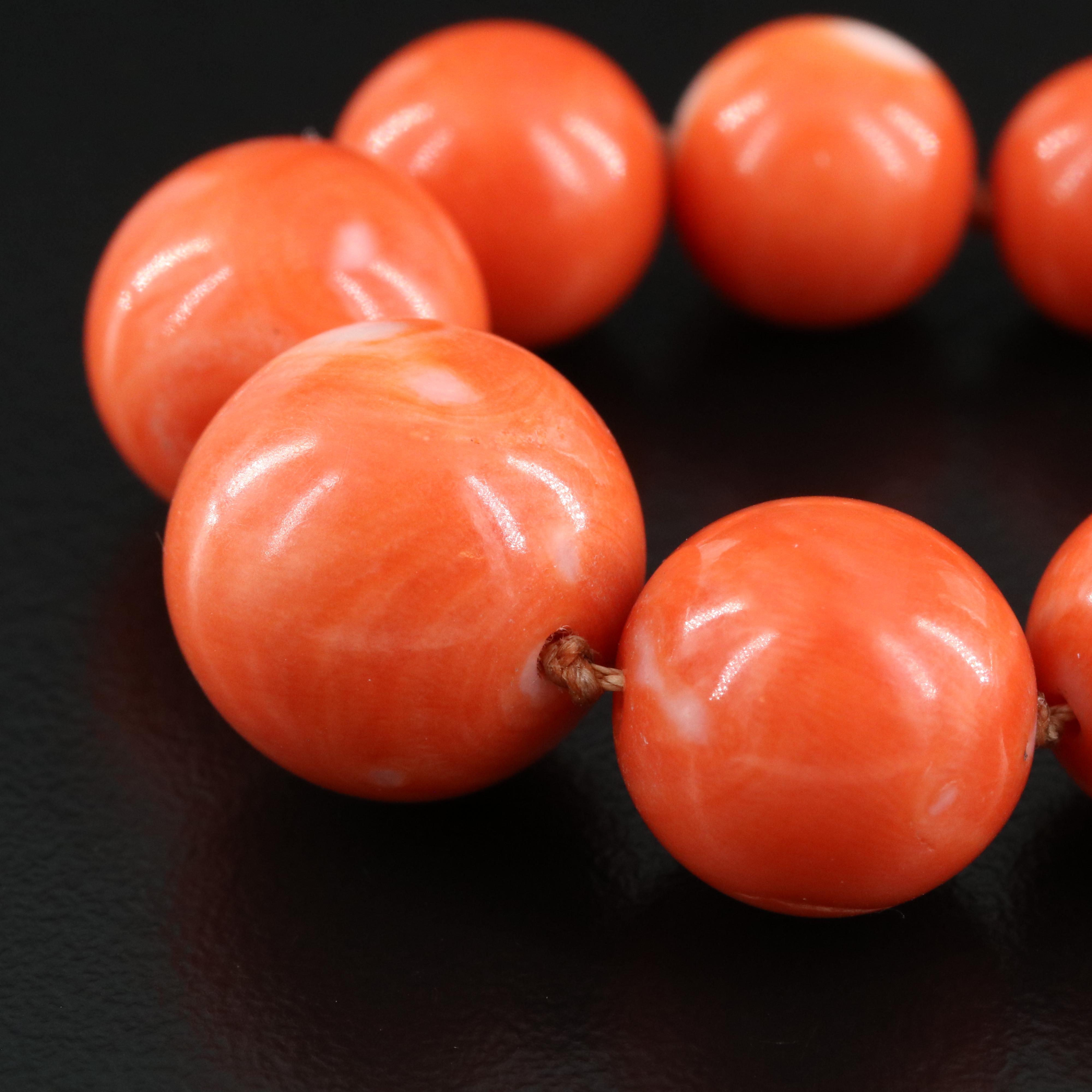 Graduated Coral Necklace with 14K Clasp