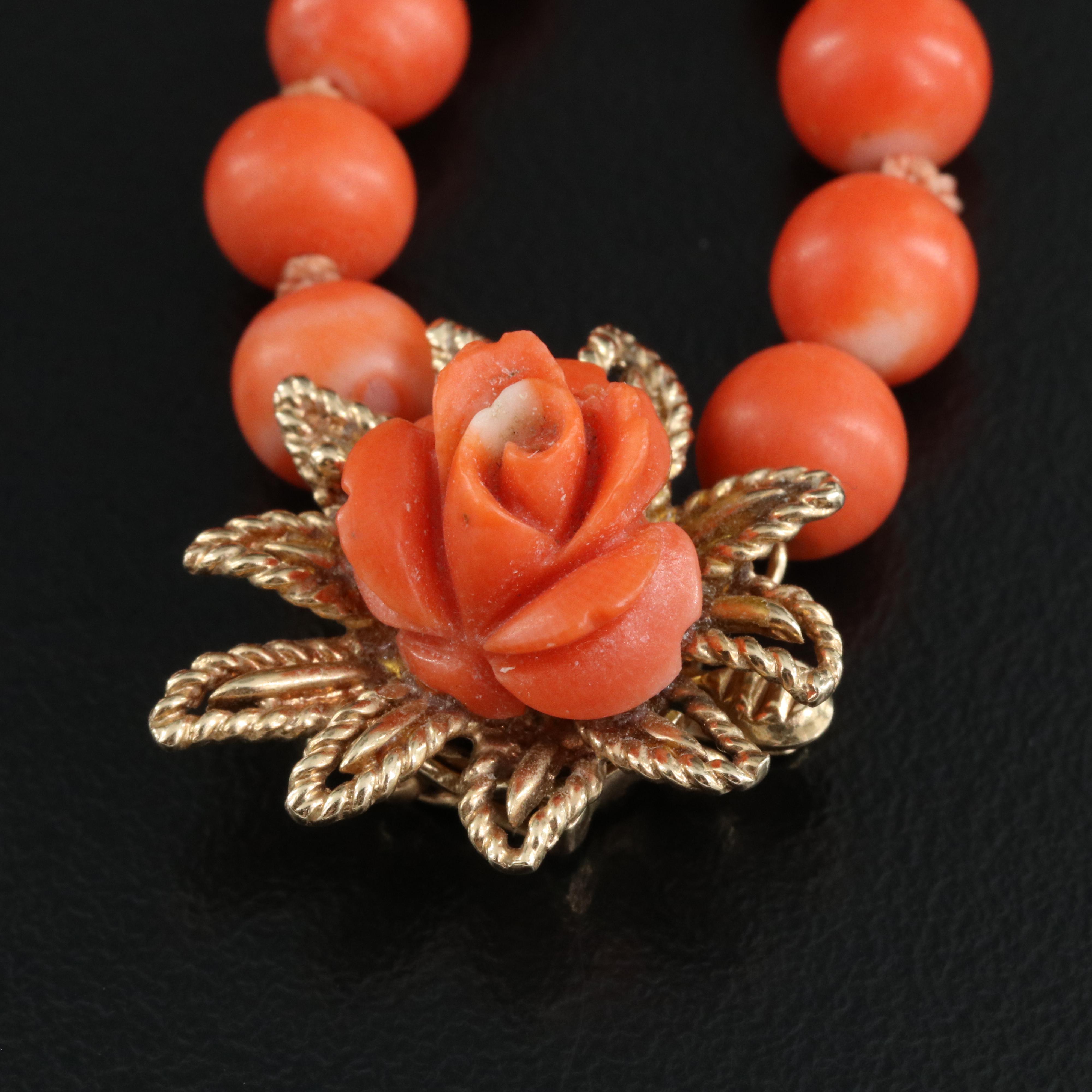Graduated Coral Necklace with 14K Clasp