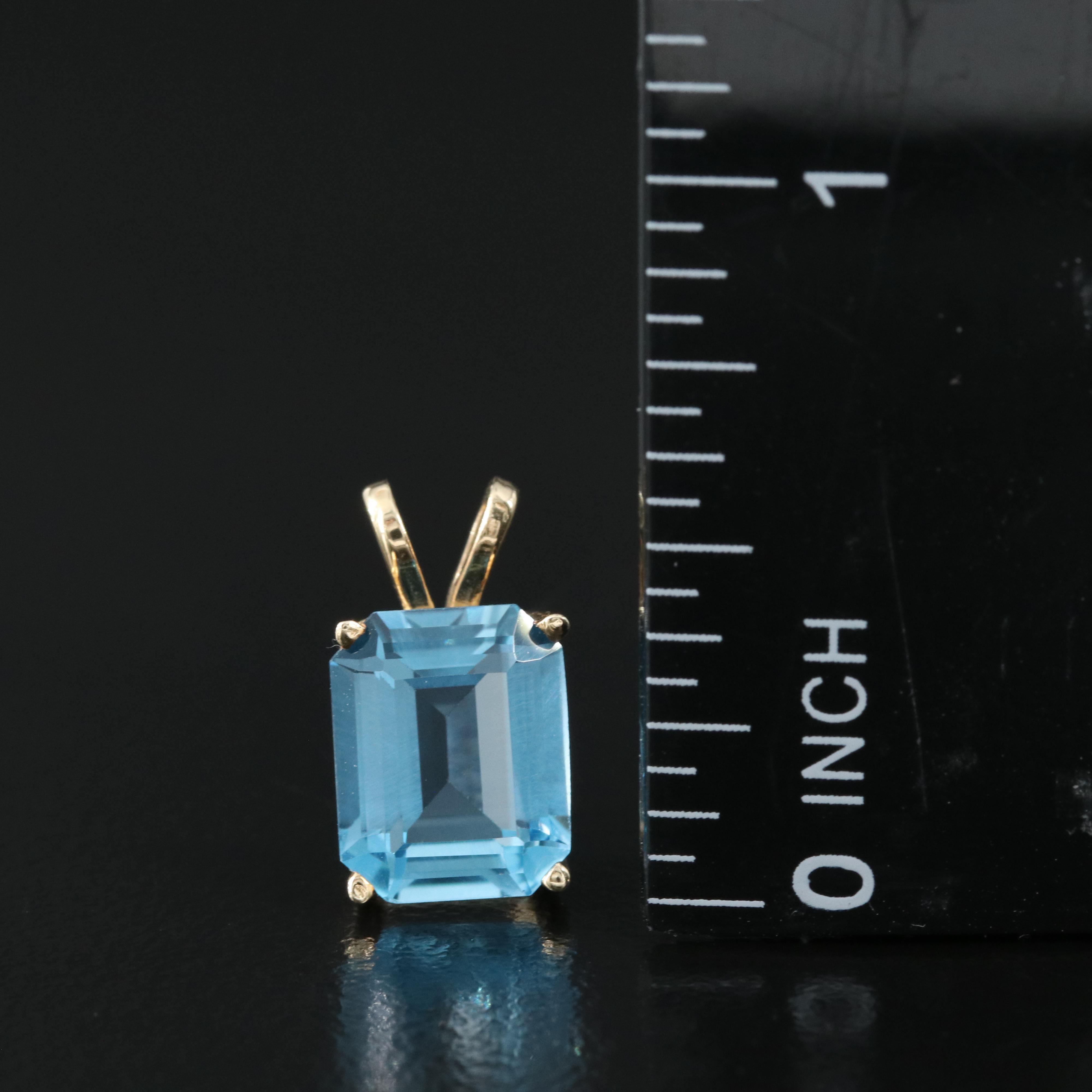 10K Swiss Blue Topaz Solitaire Pendant
