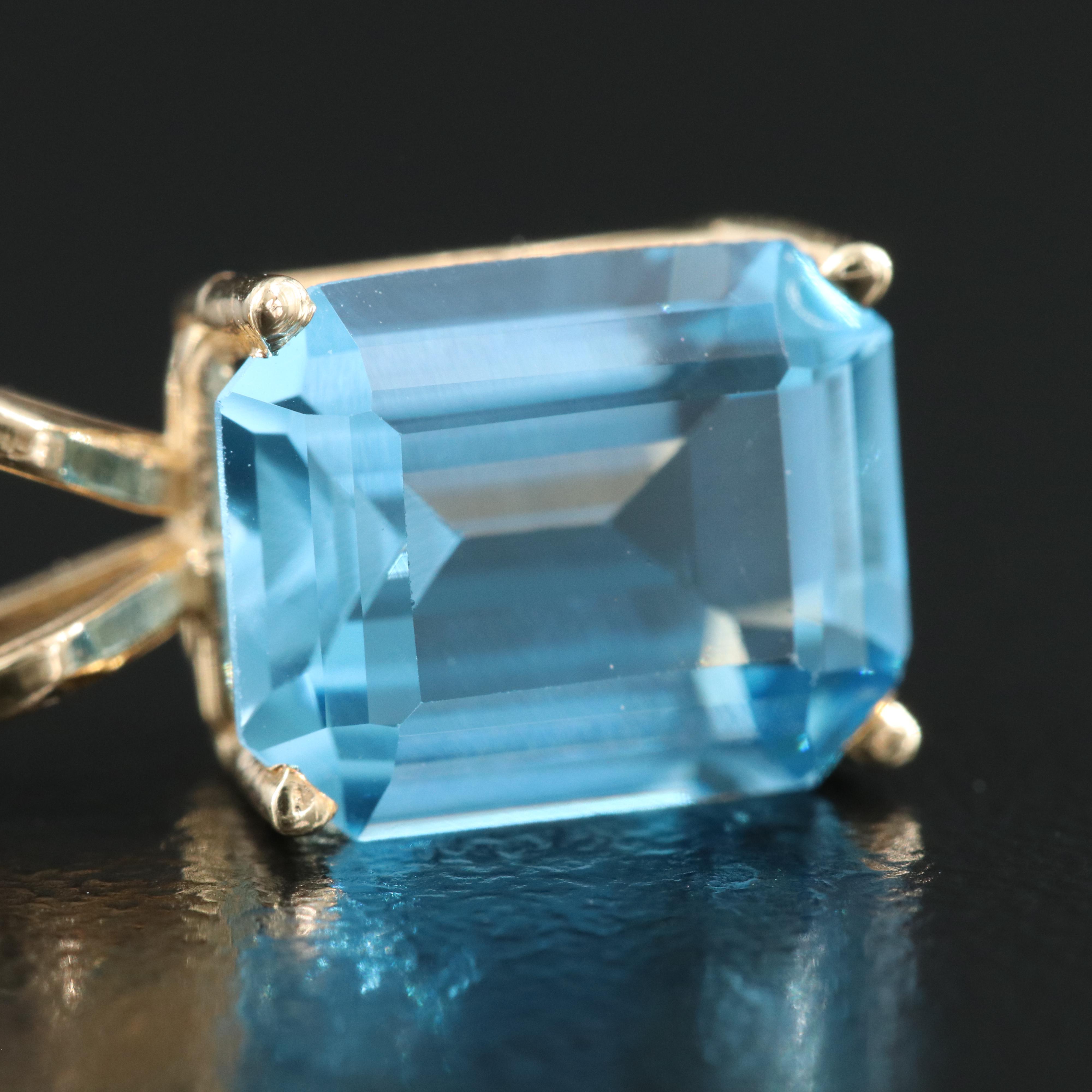 10K Swiss Blue Topaz Solitaire Pendant
