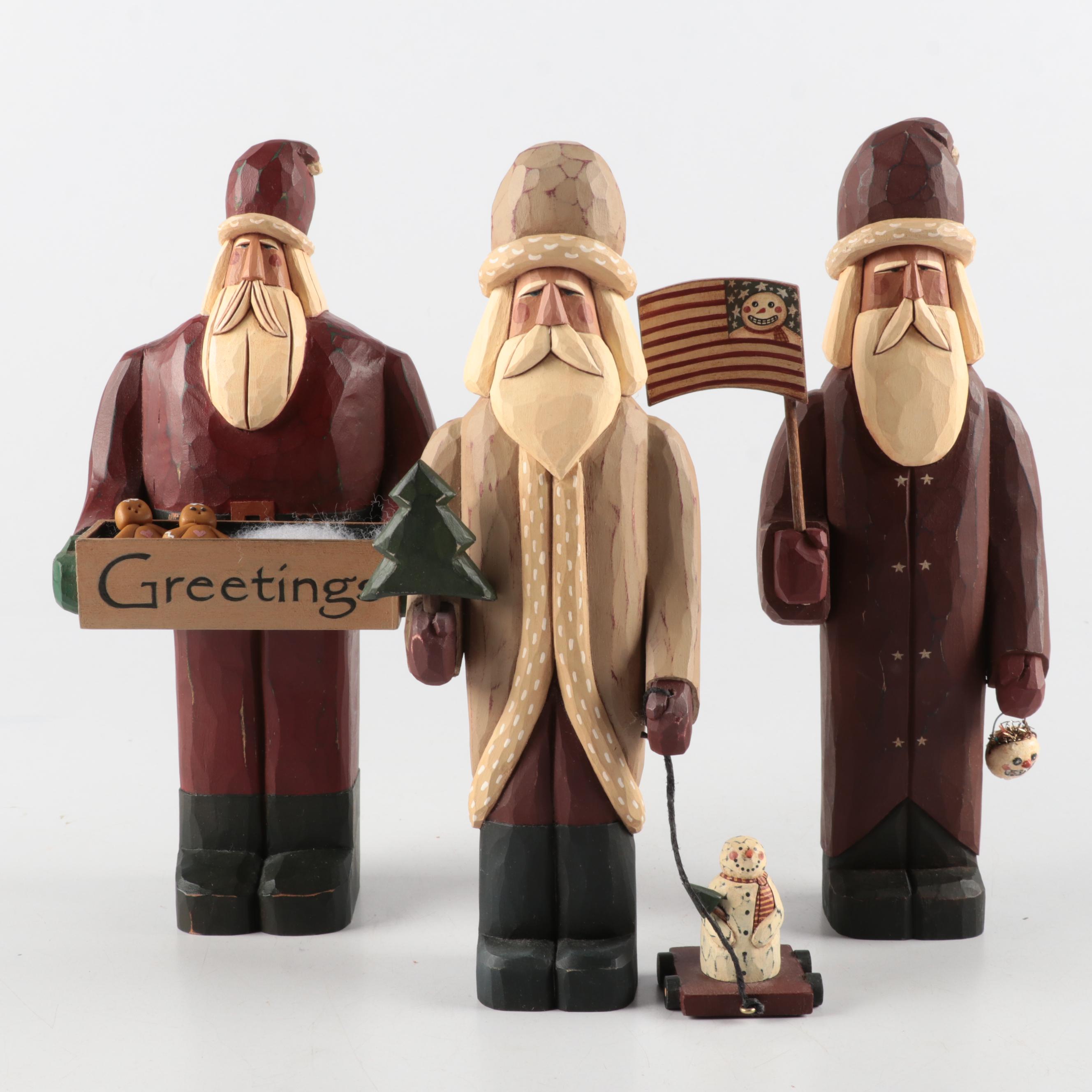 Hand-Crafted Santa Claus Figurines