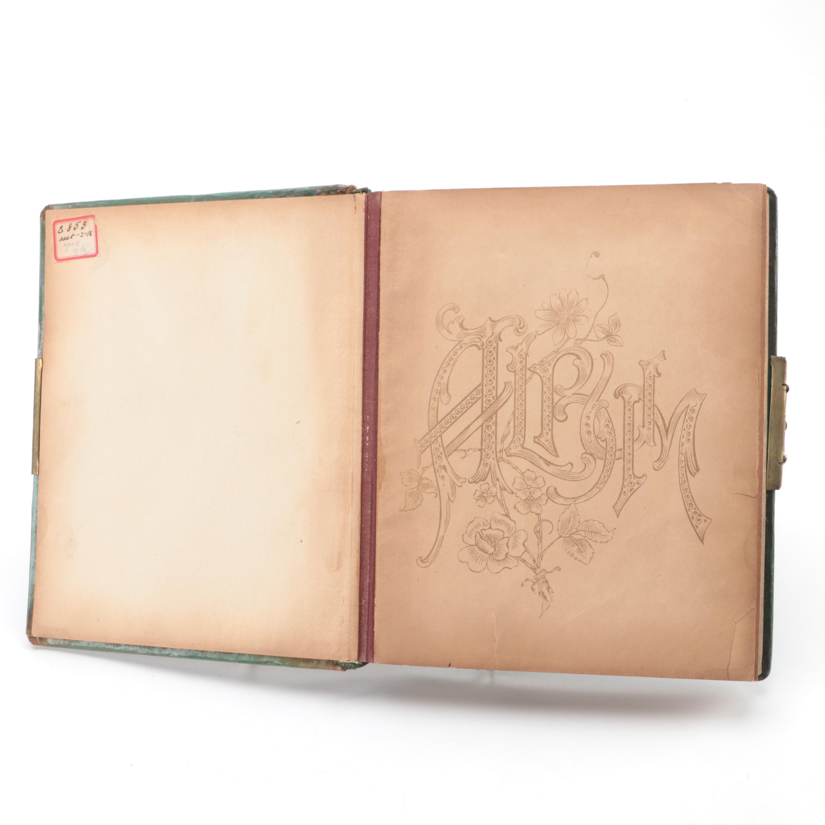 Victorian Art Nouveau Photograph Album with Crocheted and Embroidered Linens