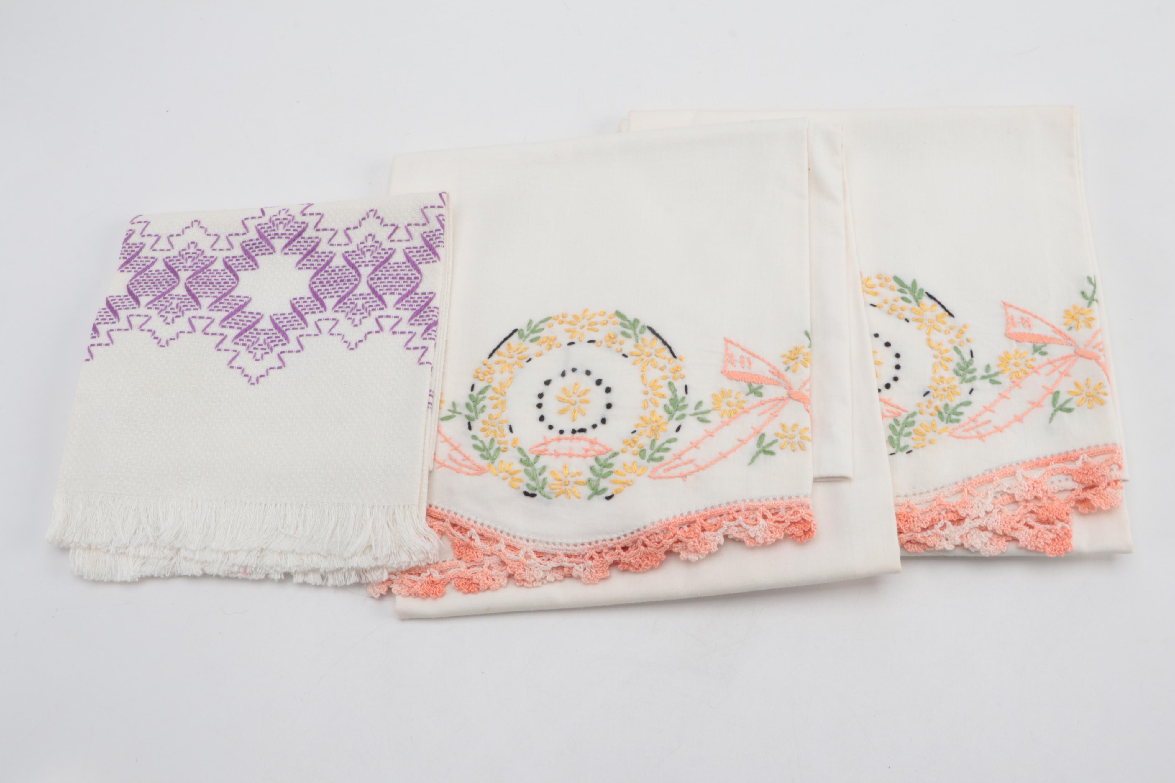 Victorian Art Nouveau Photograph Album with Crocheted and Embroidered Linens