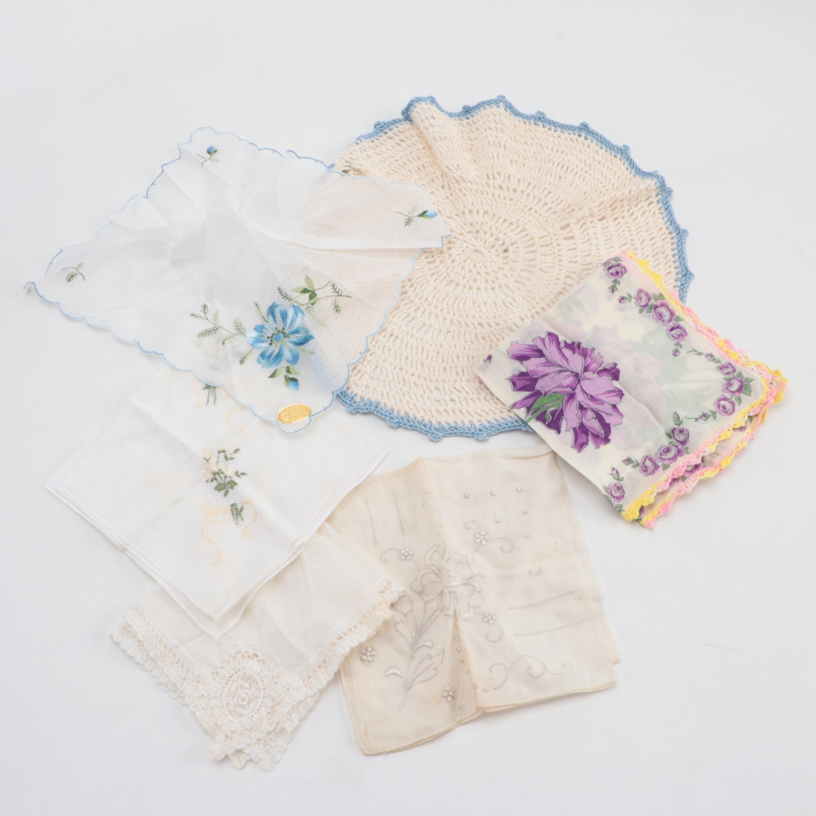 Victorian Art Nouveau Photograph Album with Crocheted and Embroidered Linens