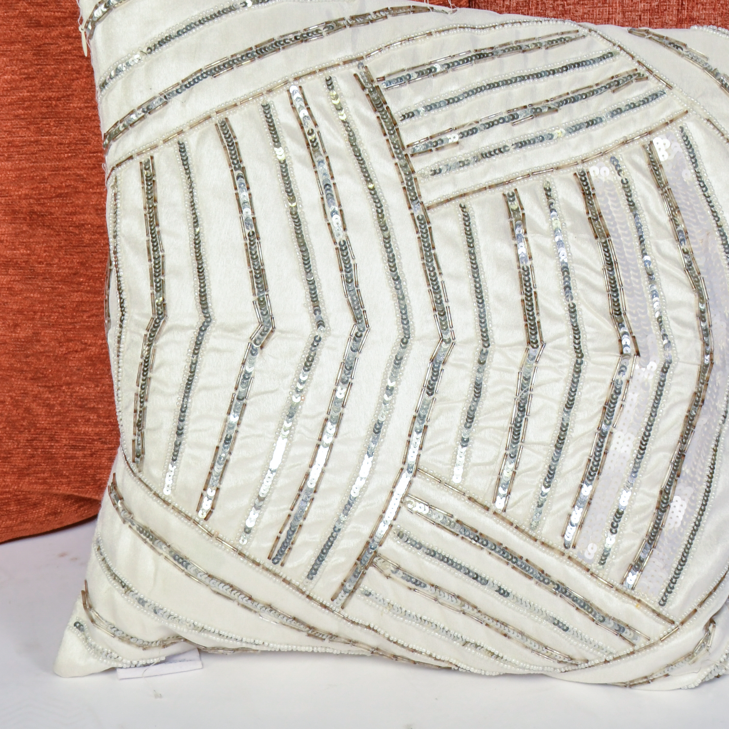 Brentwood Originals Rust Chenille and Bella Lux Sequin Accented Throw Pillows
