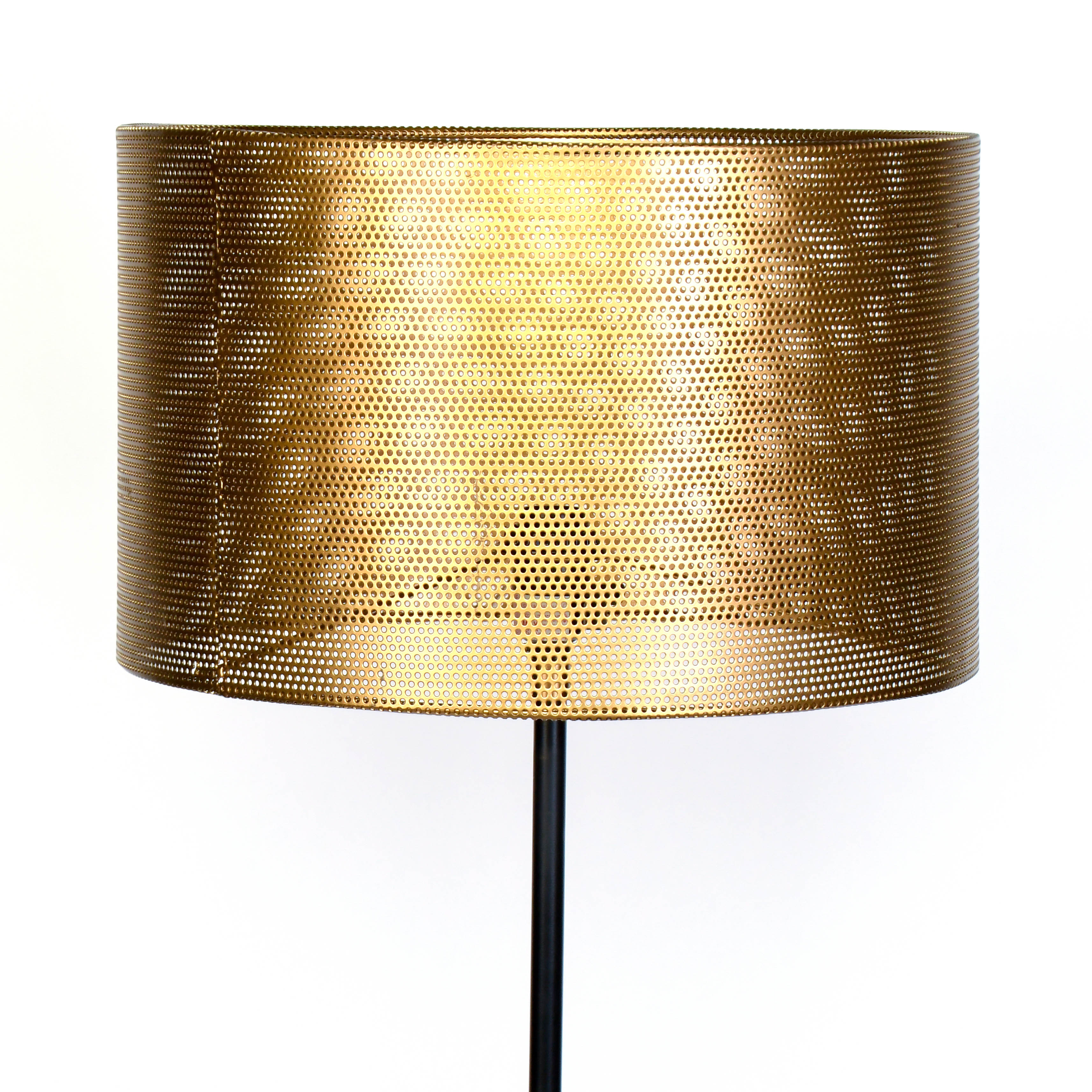 Post Modern Pierced Brass Finish Metal Shade Tripod Floor Lamp