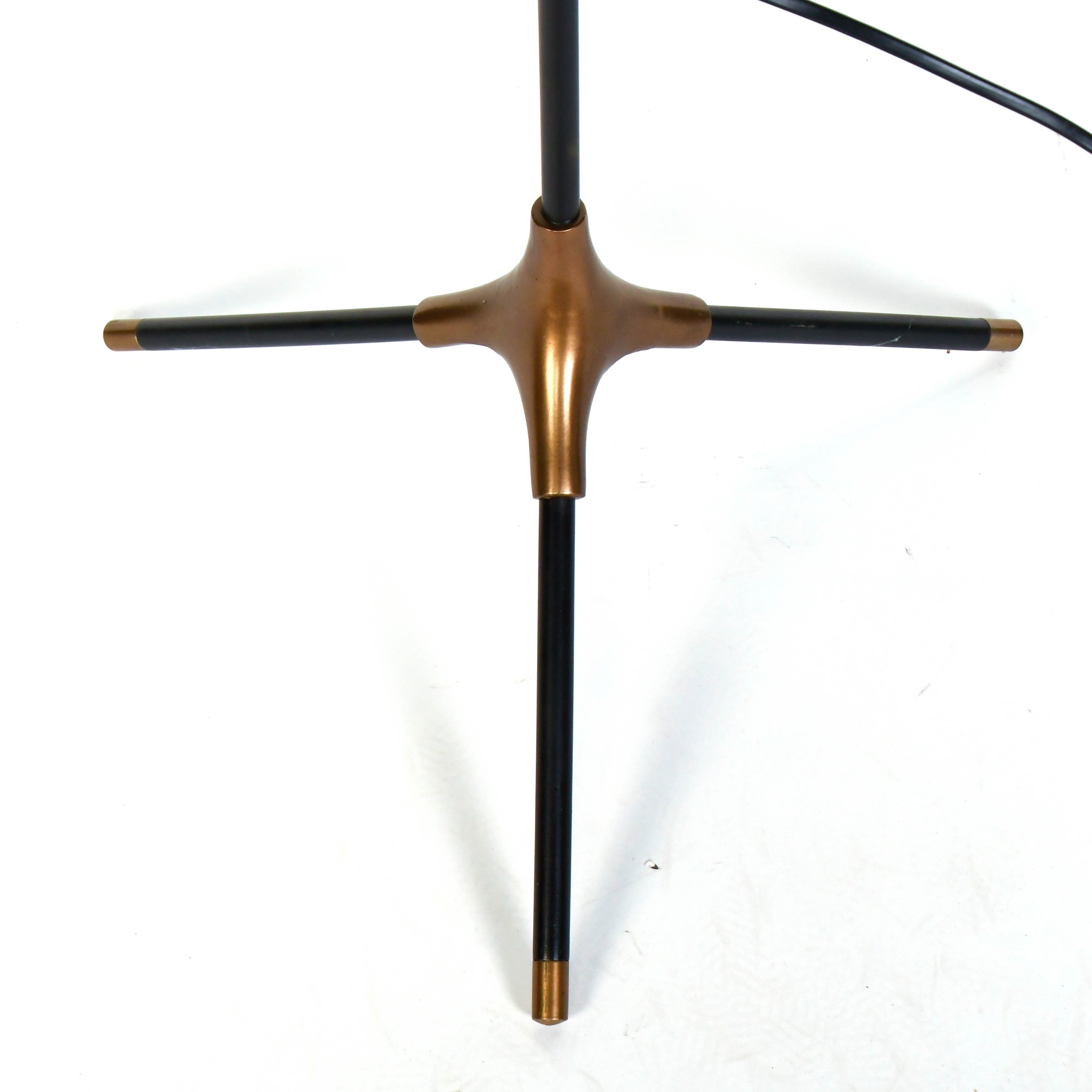 Post Modern Pierced Brass Finish Metal Shade Tripod Floor Lamp