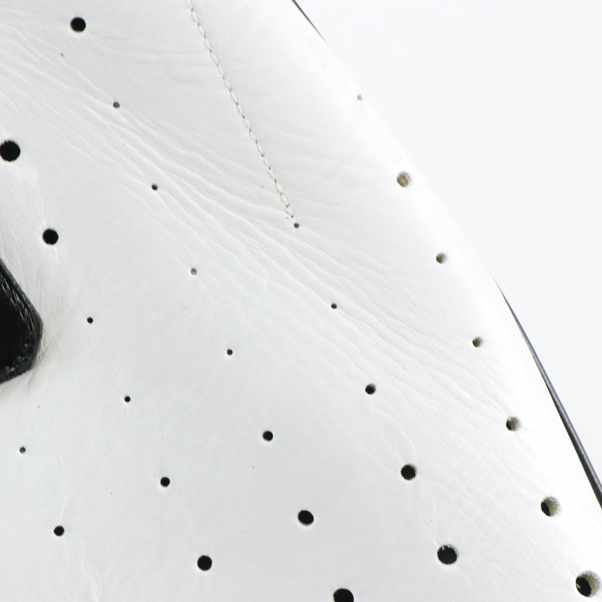 Prada Bauletto Handbag in Perforated and Smooth Black and White Leather