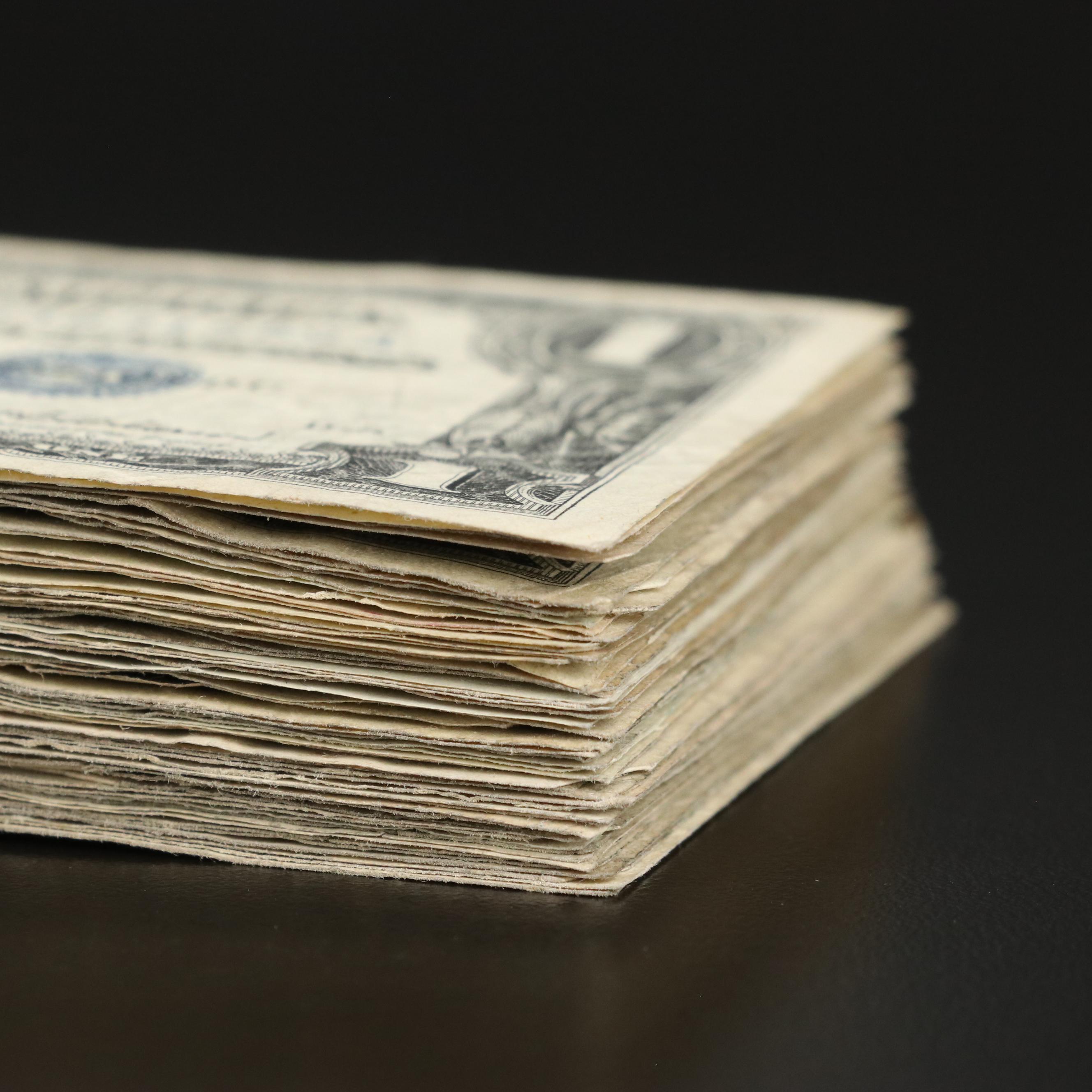 Group of Sixty $1 Dollar Silver Certificates 1935 and 1957