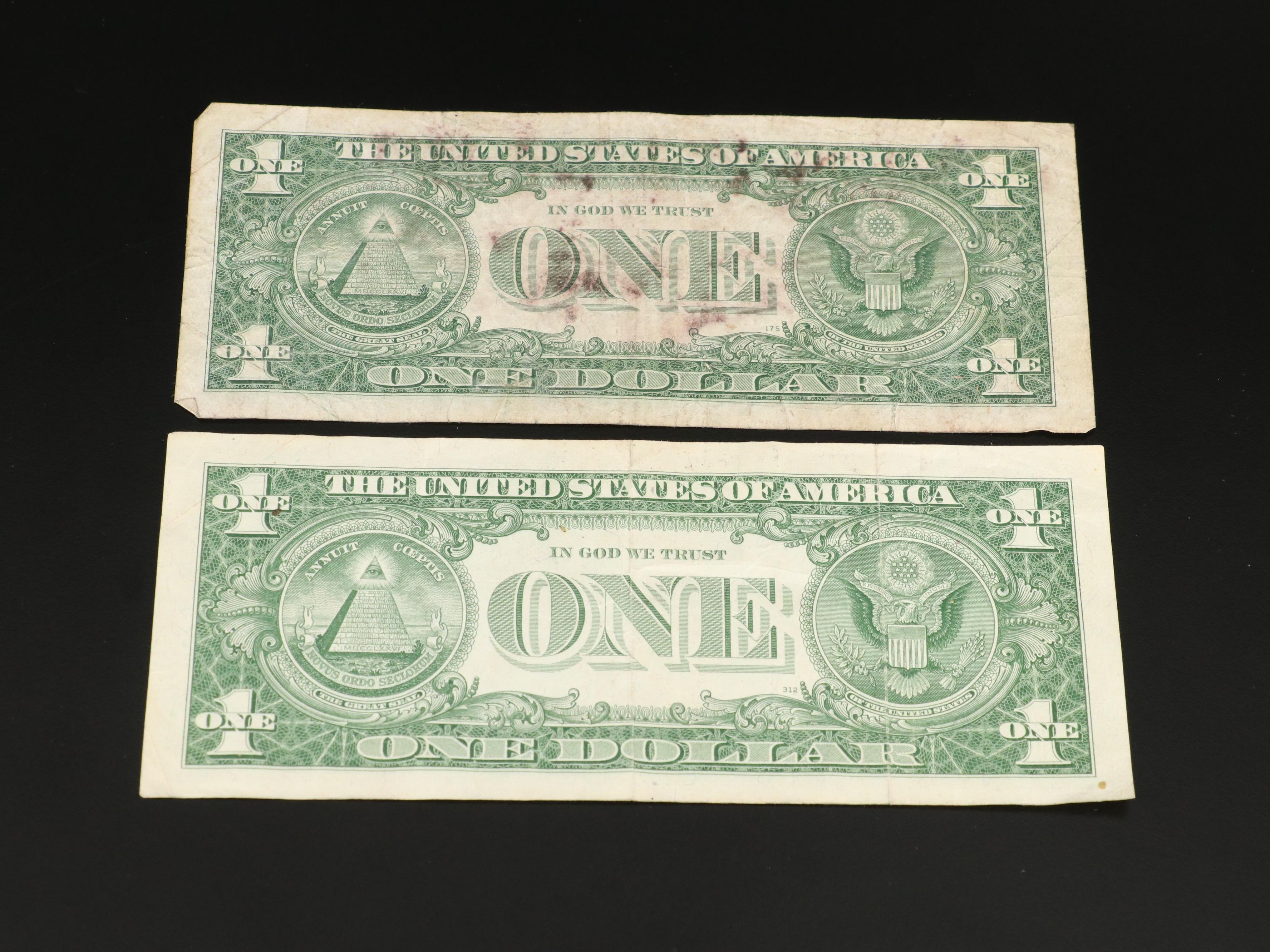 Group of Sixty $1 Dollar Silver Certificates 1935 and 1957