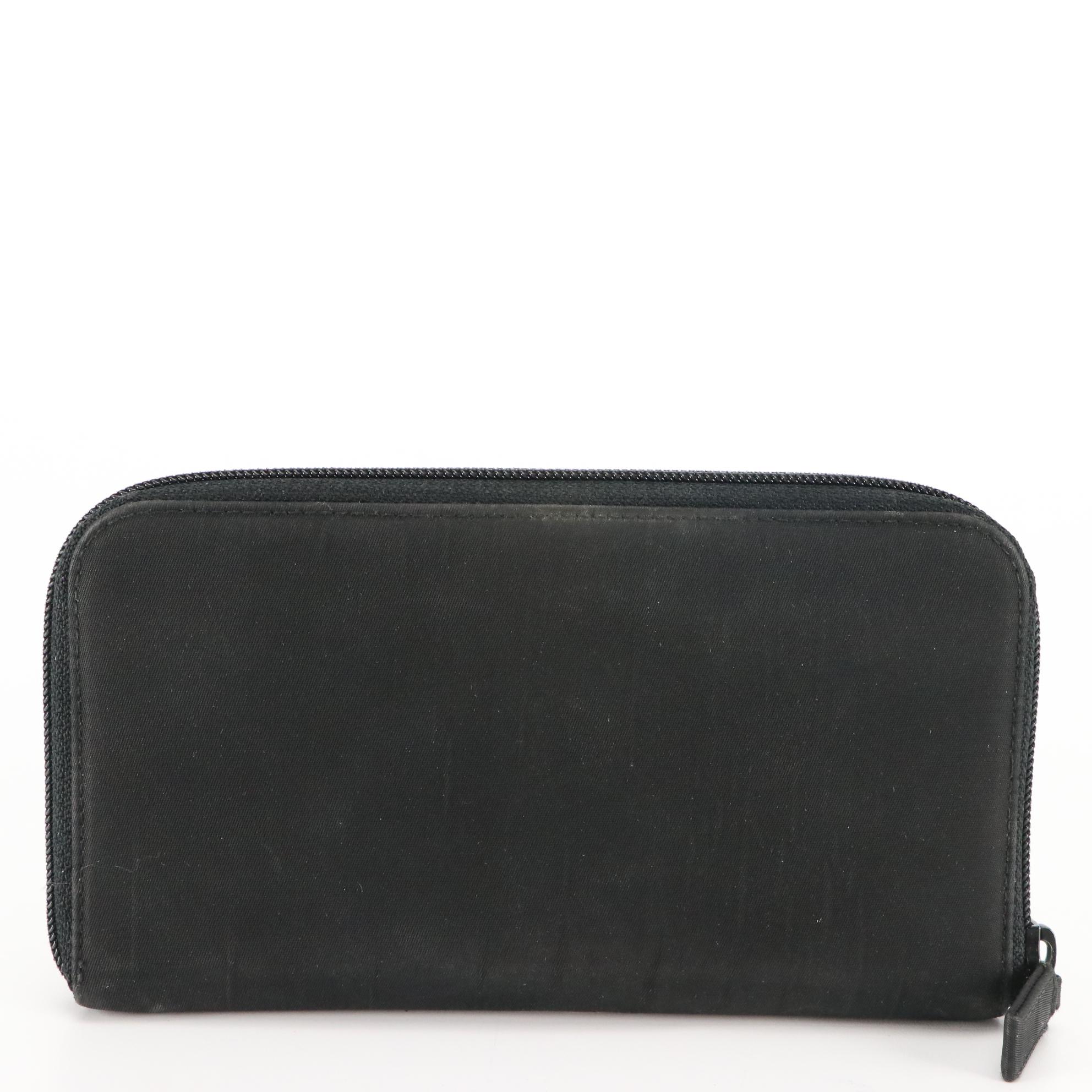 Prada Black Tessuto Nylon Zip-Around Wallet