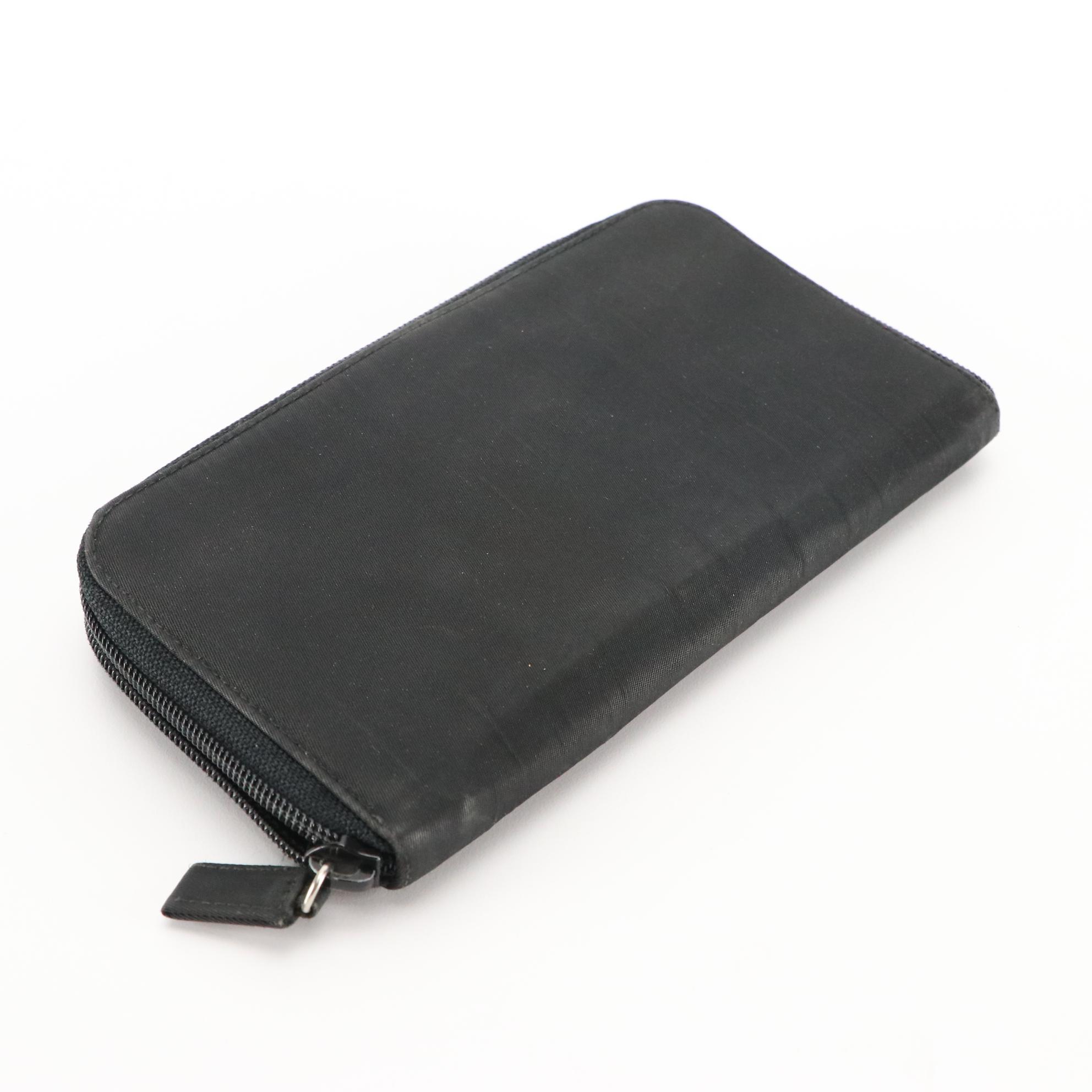 Prada Black Tessuto Nylon Zip-Around Wallet