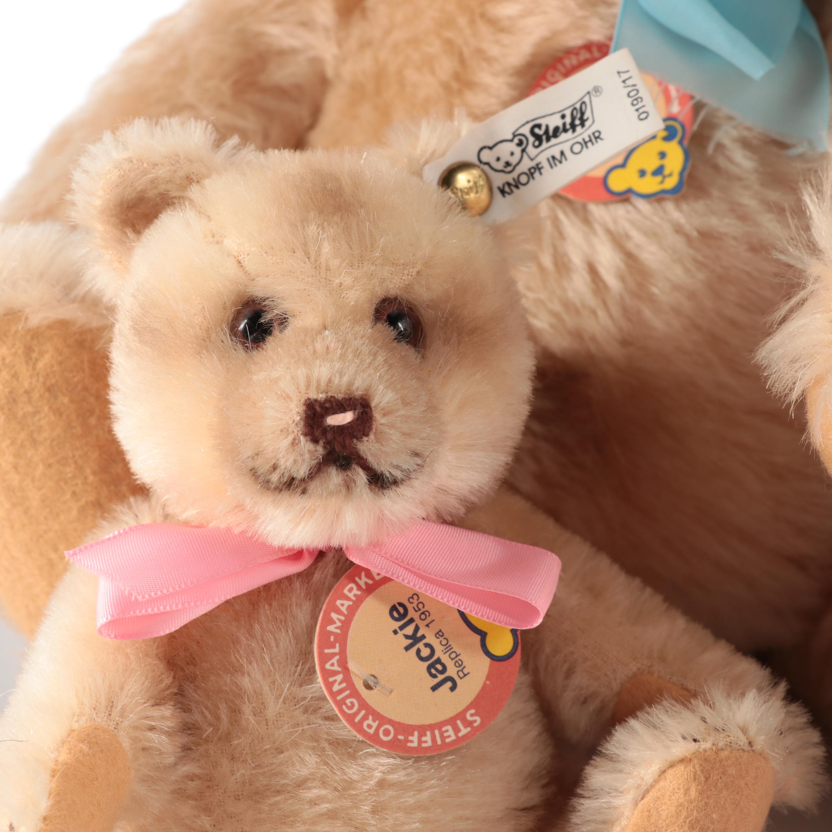 Steiff "Jackie" Mohair Teddy Bears Replica 1953 and "Original Teddy Bear"