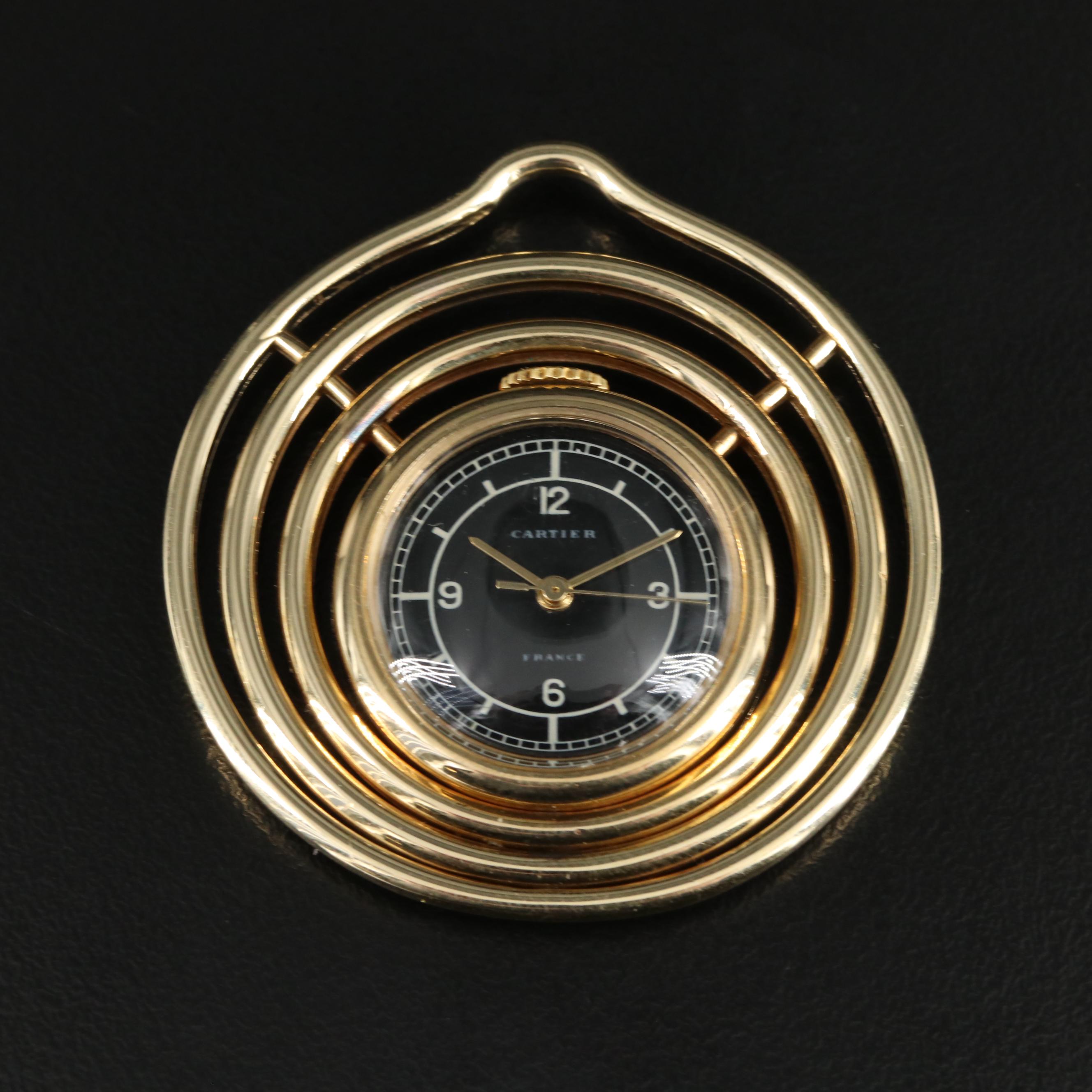 14K Cartier Quartz Pendant Watch with Retrofit Movement
