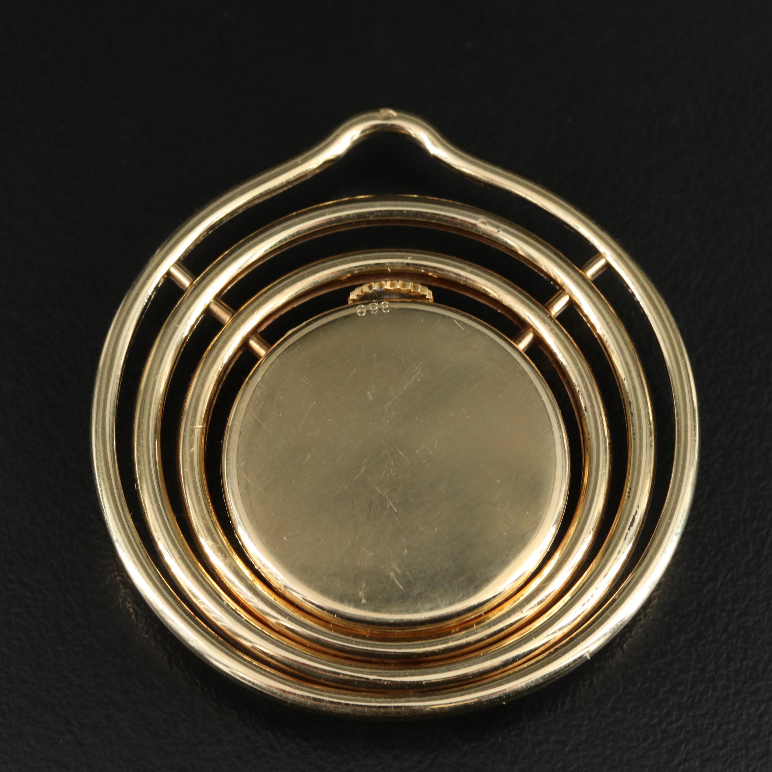 14K Cartier Quartz Pendant Watch with Retrofit Movement