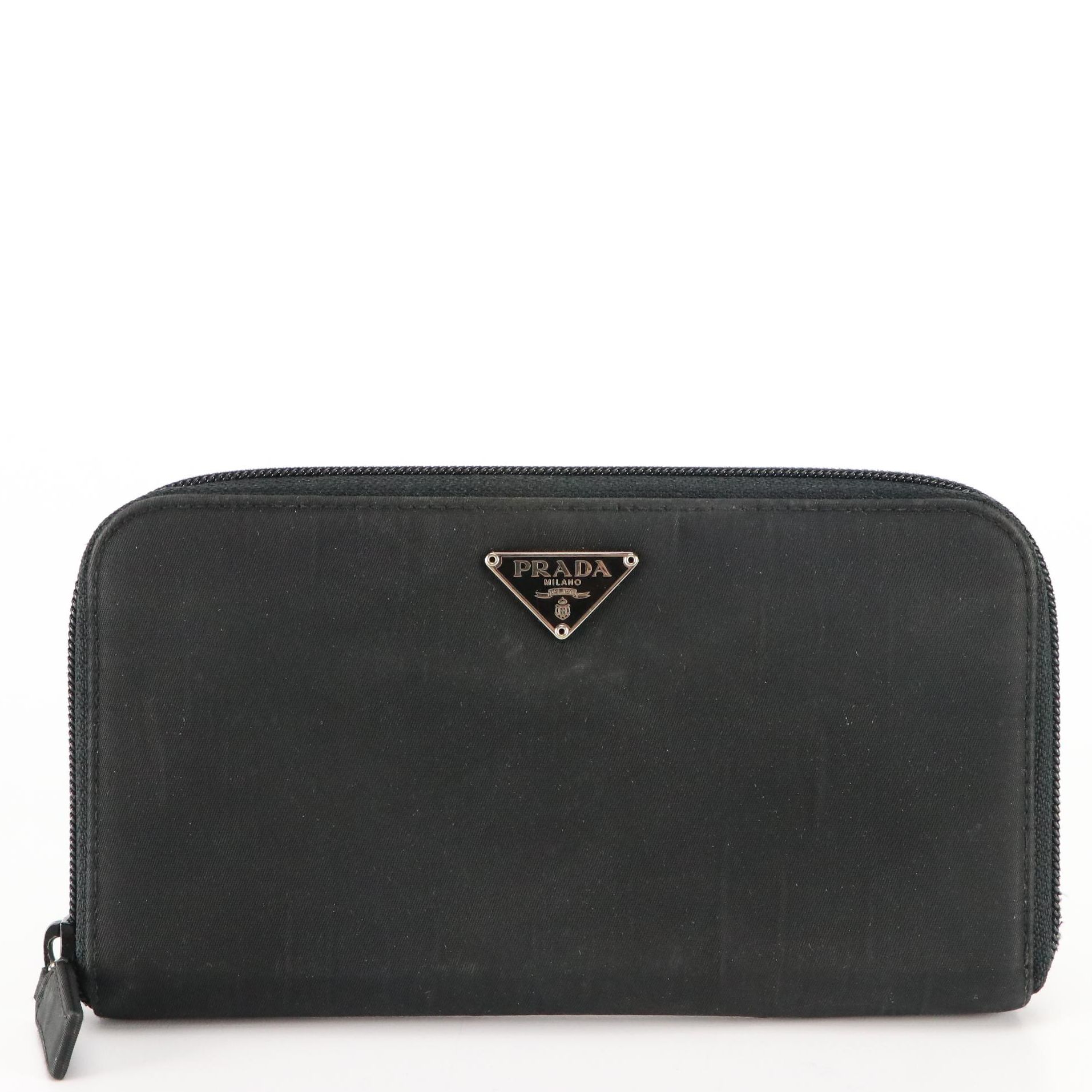 Prada Black Tessuto Nylon Zip-Around Wallet