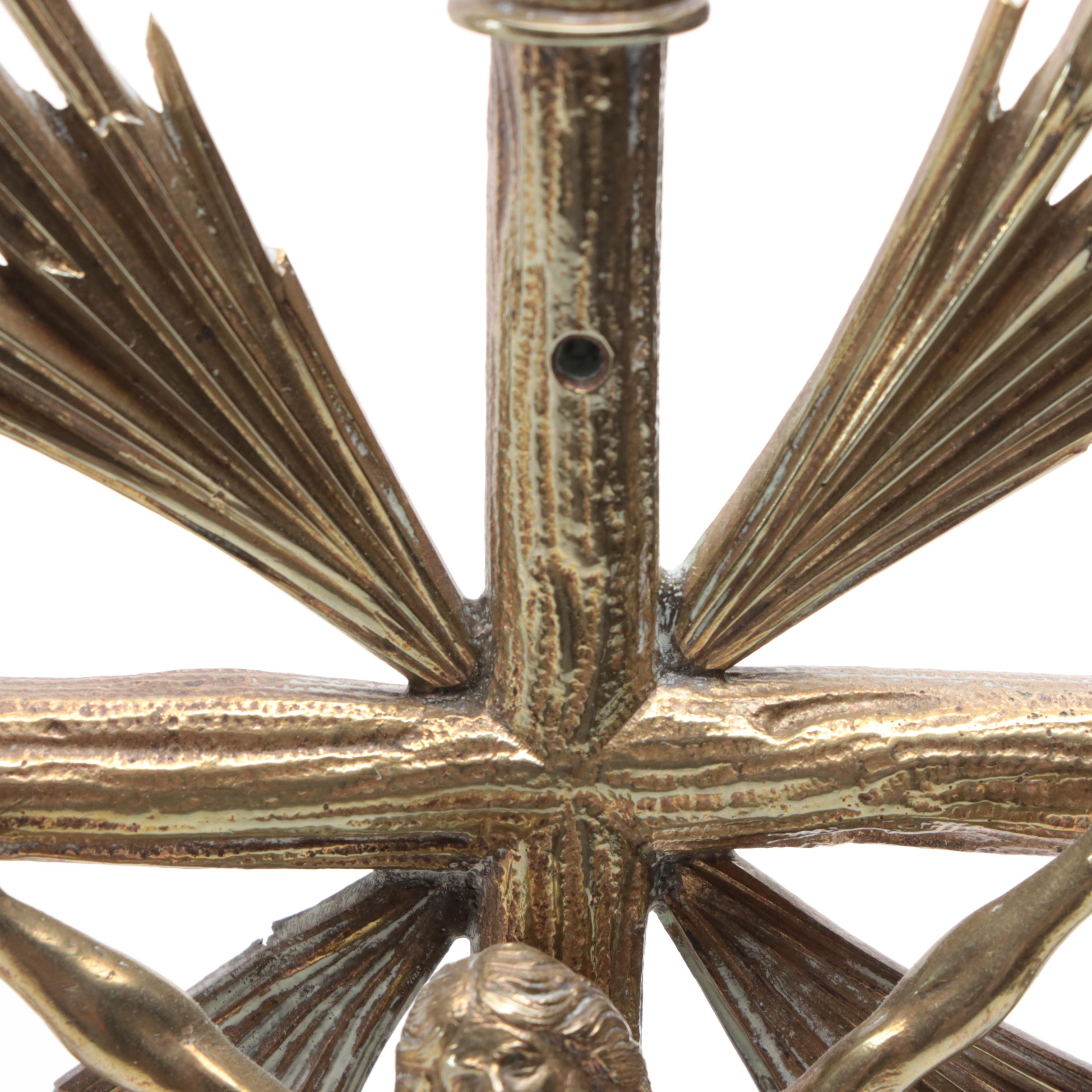 Brass, Resin and Olivewood Israeli Souvenir Crucifixes and Box