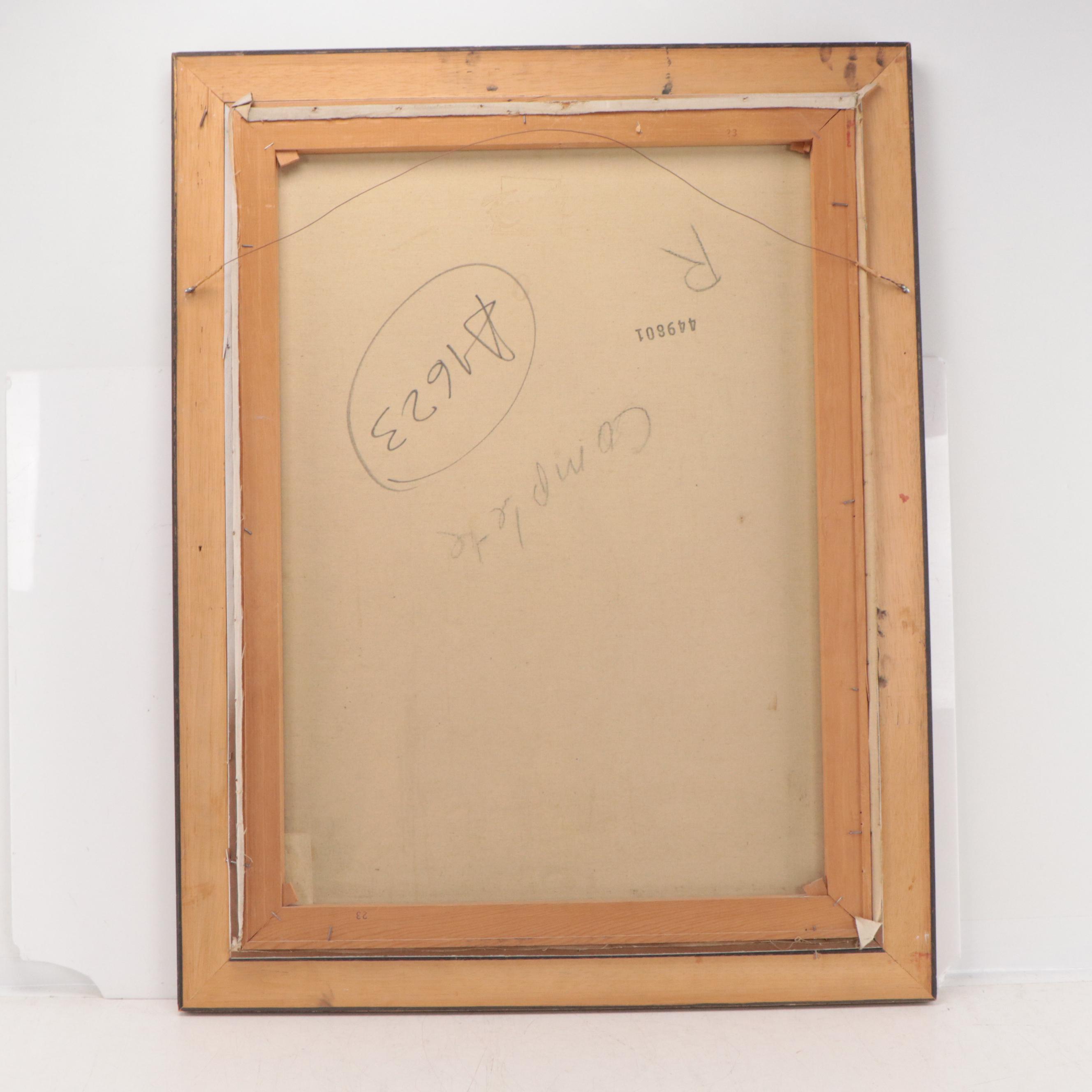 A. Santa Cruz Oil Painting of Boy and Puppy