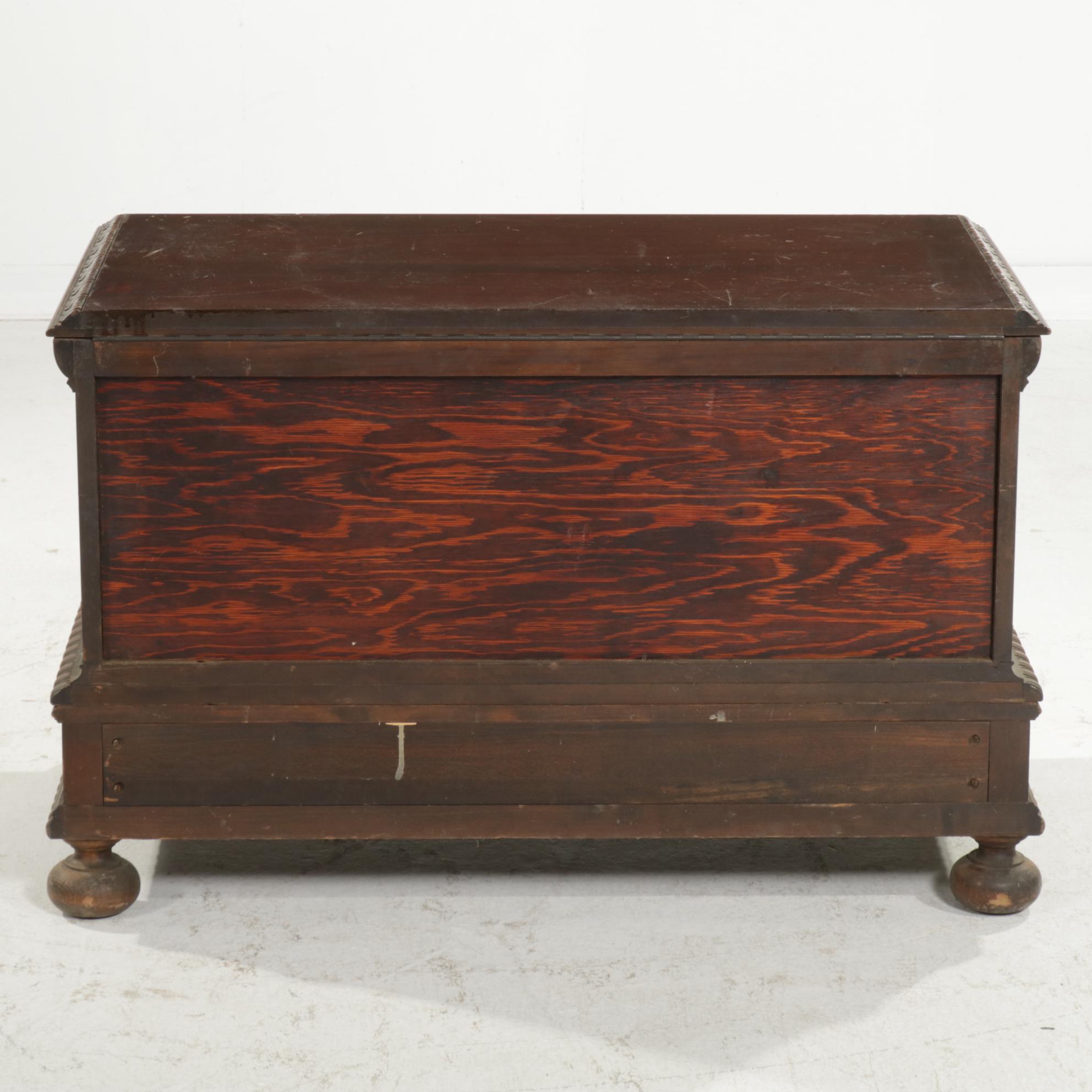 Tudor Revival Style Walnut Cedar Chest, Mid-20th Century