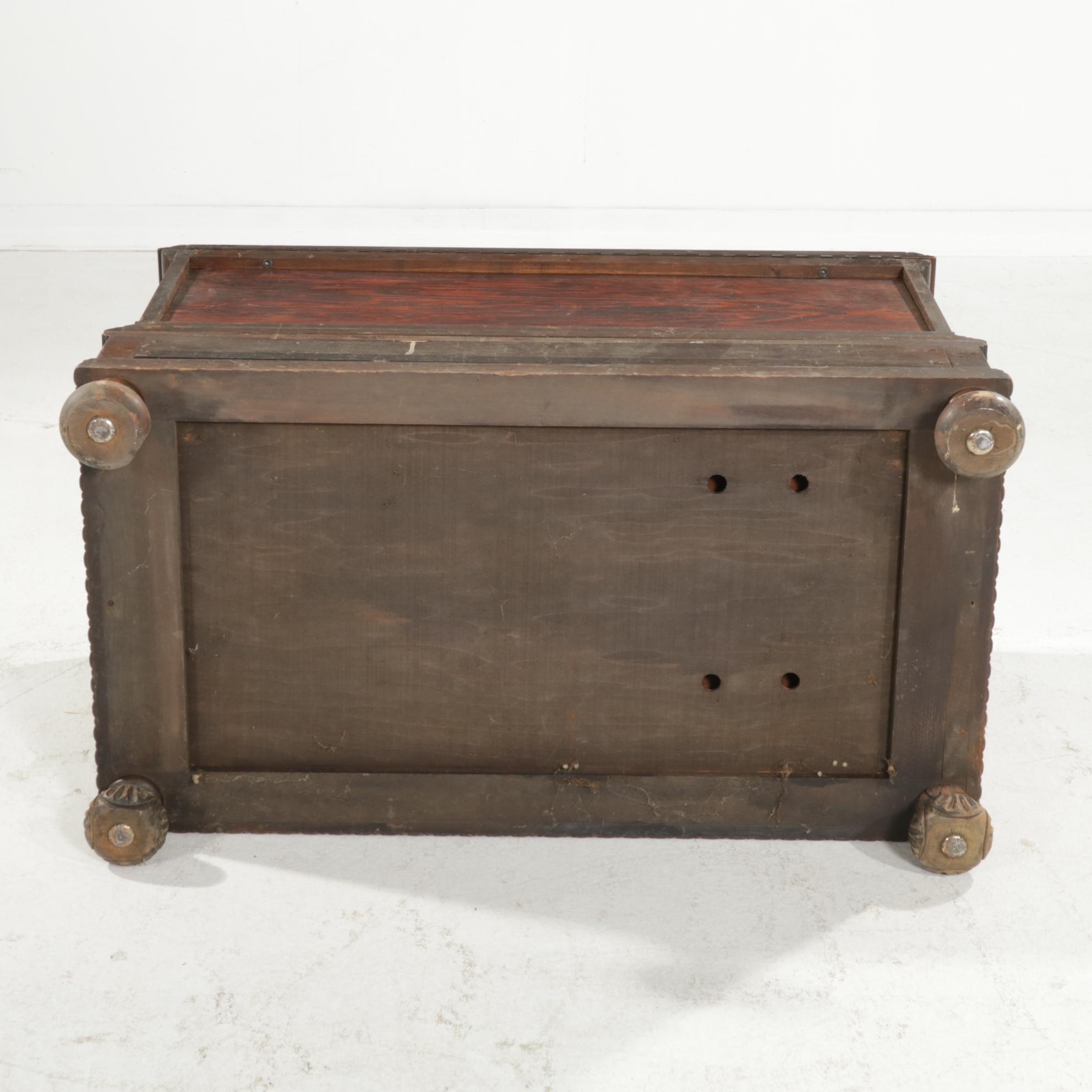 Tudor Revival Style Walnut Cedar Chest, Mid-20th Century