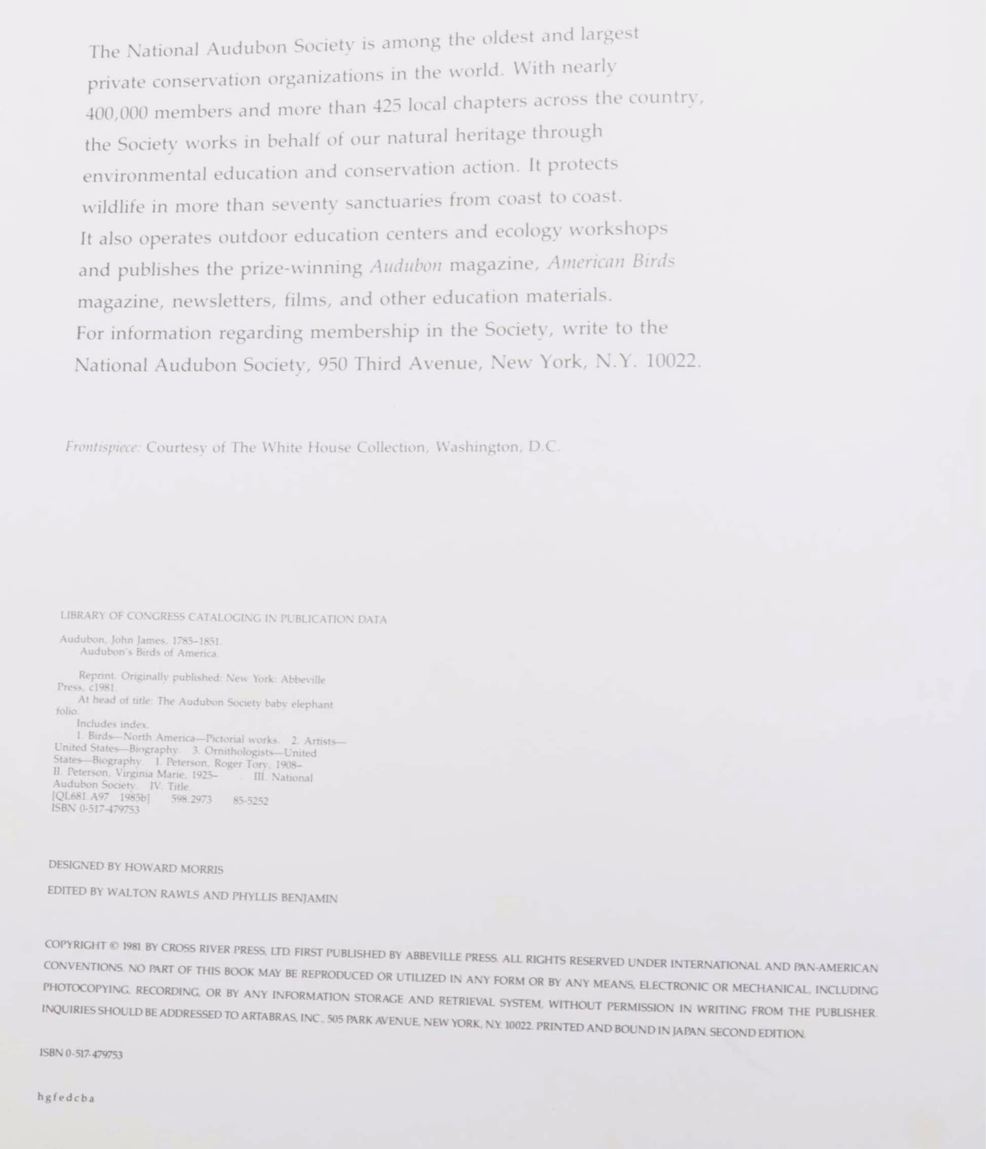 "Audubon's Birds of America" Baby Elephant Folio by the Petersons, 1985