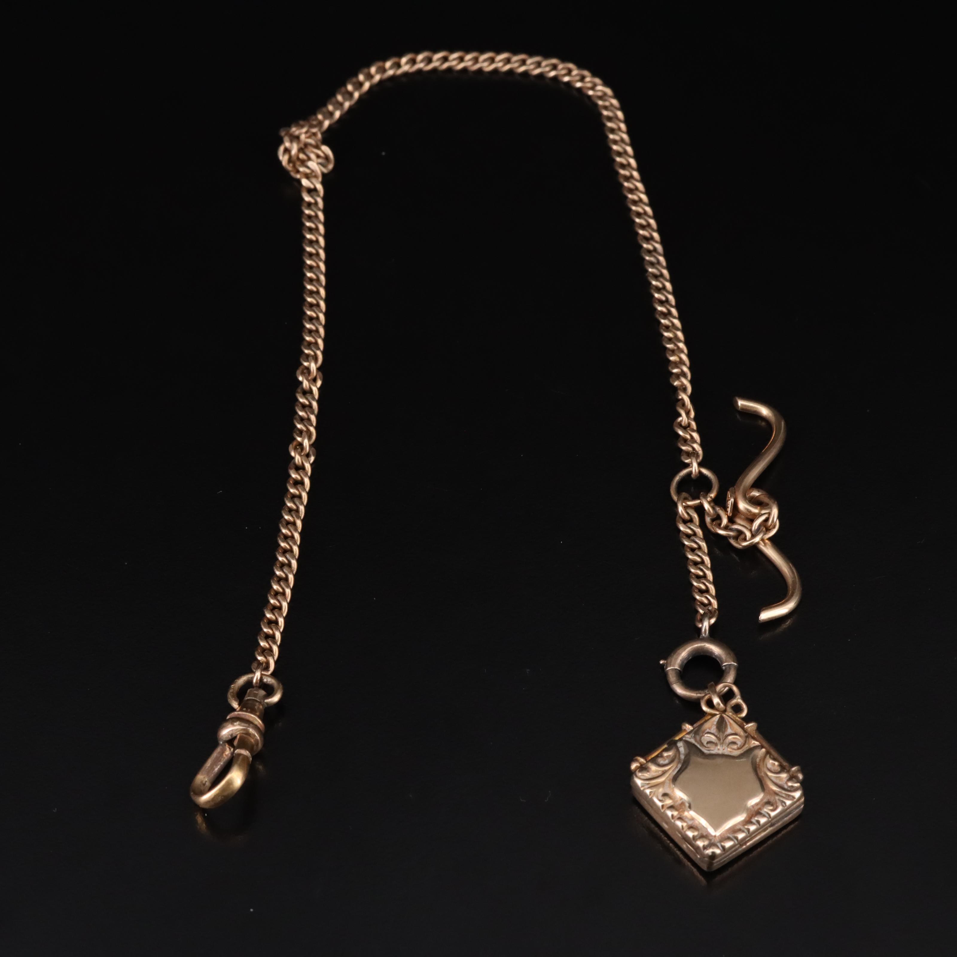 Antique 14K Watch Fob Chain with Locket