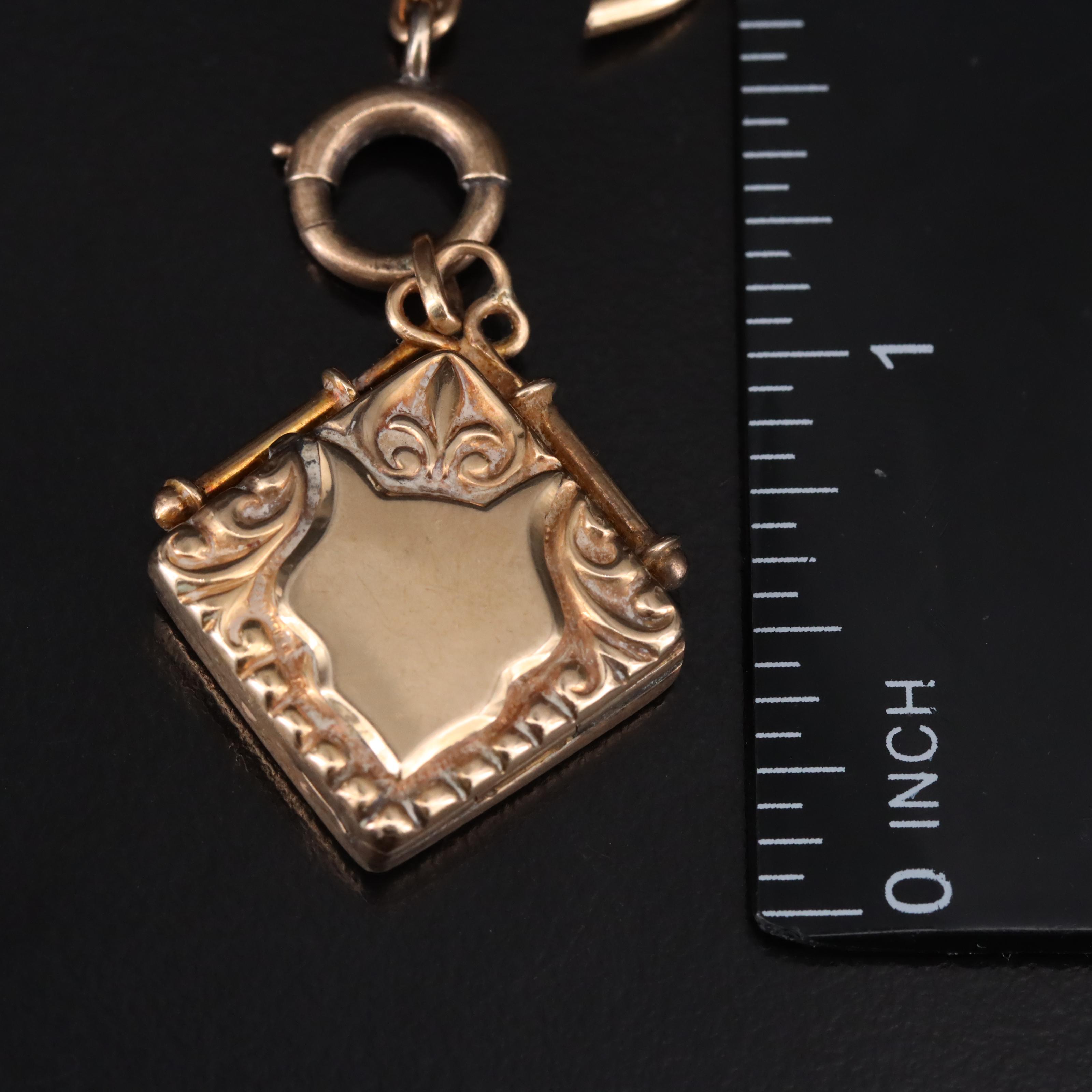 Antique 14K Watch Fob Chain with Locket
