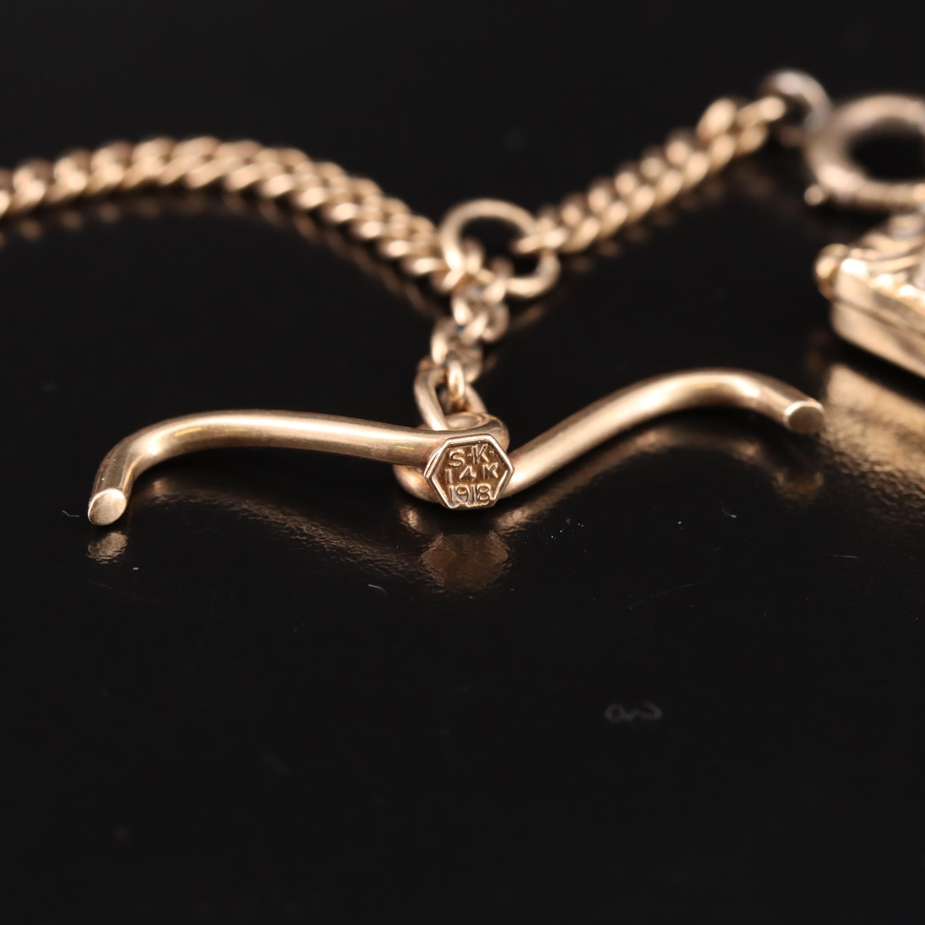 Antique 14K Watch Fob Chain with Locket