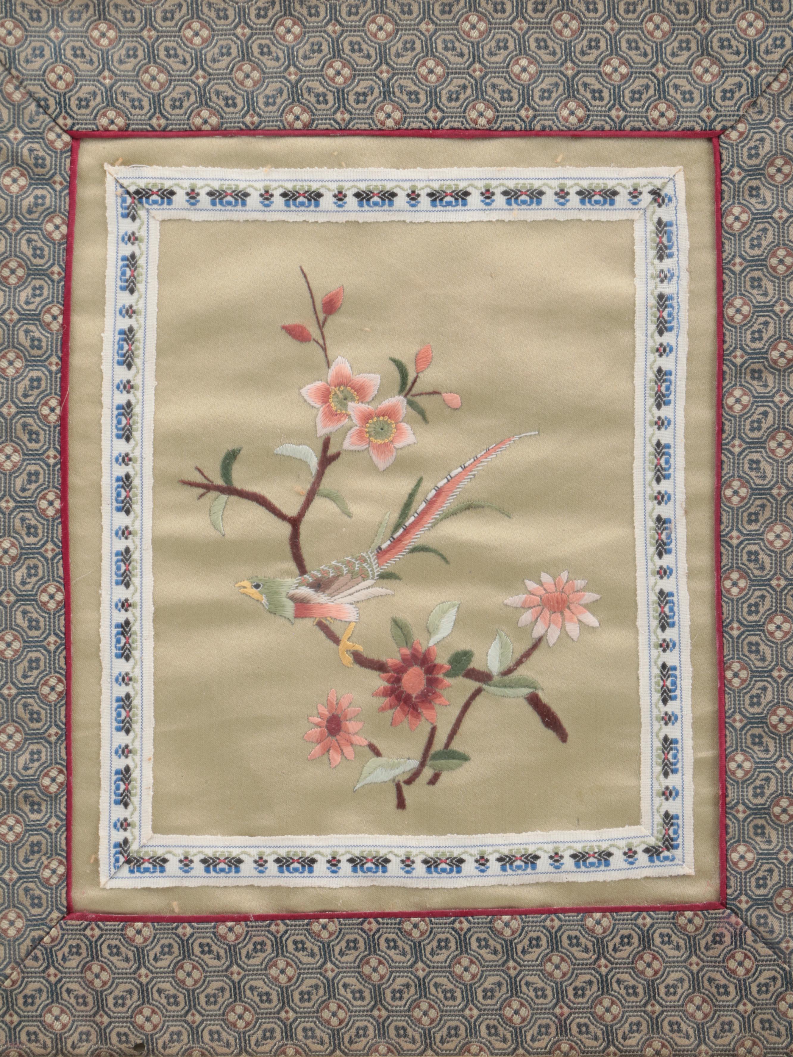 Framed Chinese Handmade Embroidered Silk Panel